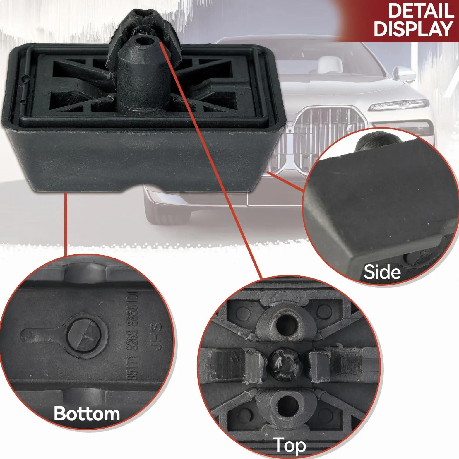 4 pezzi, cric anteriori e posteriori, rettangolari, in plastica, con supporto per veicoli, 51718268885 per BMW E36 E46 E63 E64 E65 (4 pezzi)