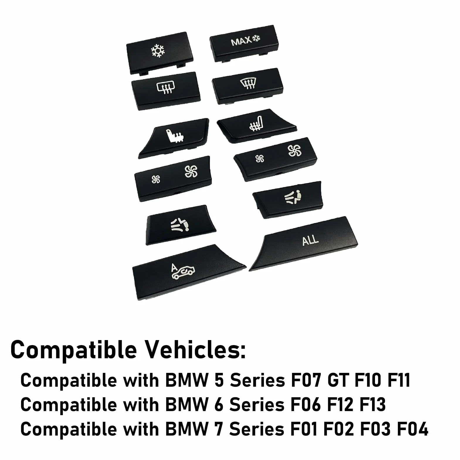 TTCR-II 12 pezzi, compatibile con BMW A/C, pulsante per interruttore di riscaldamento 5 F07/F10/F11, 6 F06/F12/F13, 7 F01/F02/F03/F04, 61319313923, pomello per ventilatore, ricambio F10 climatizzatore