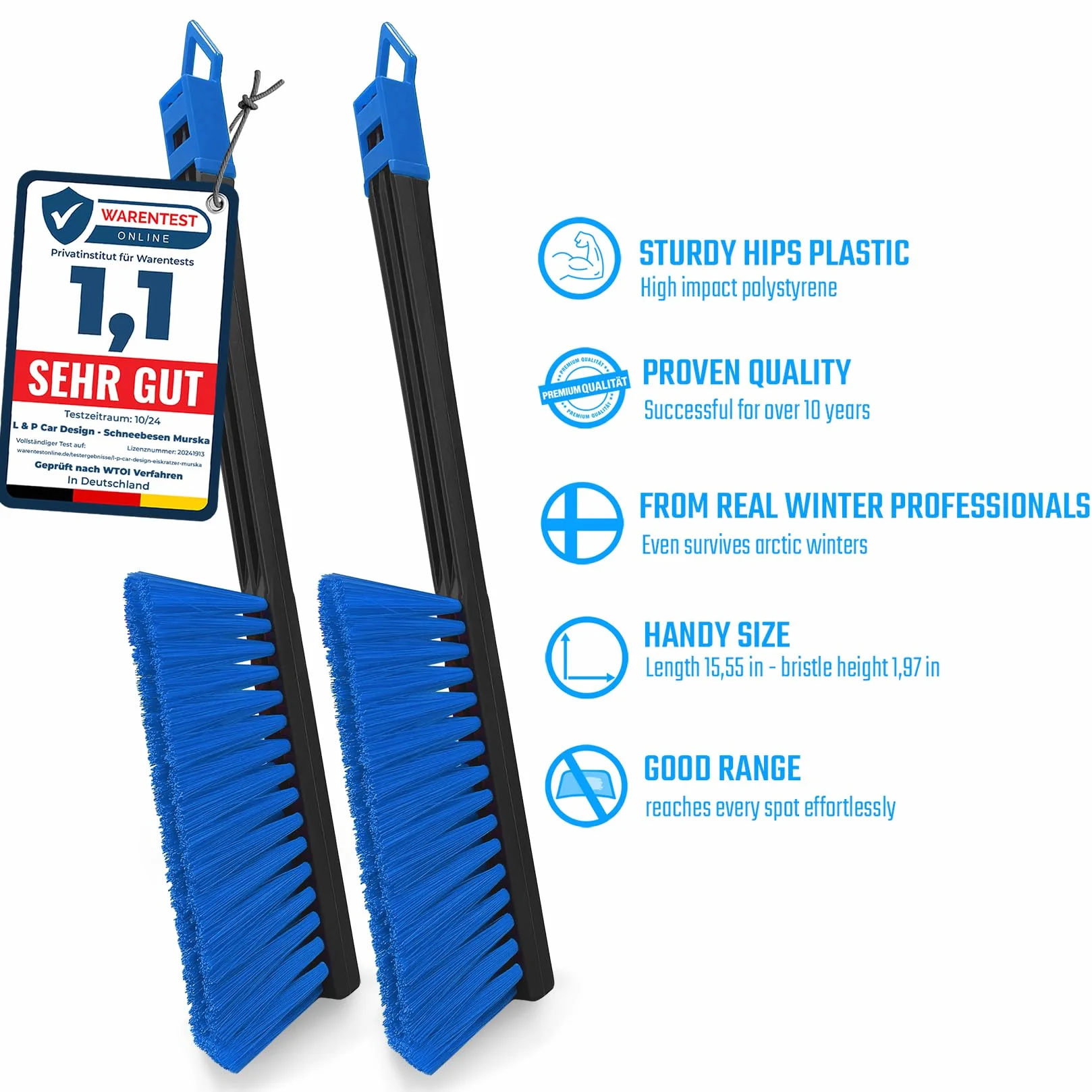 L&P A059-2 Spazzola da Neve Lunga Invernale per Auto 2 Pezzi Nero Blu