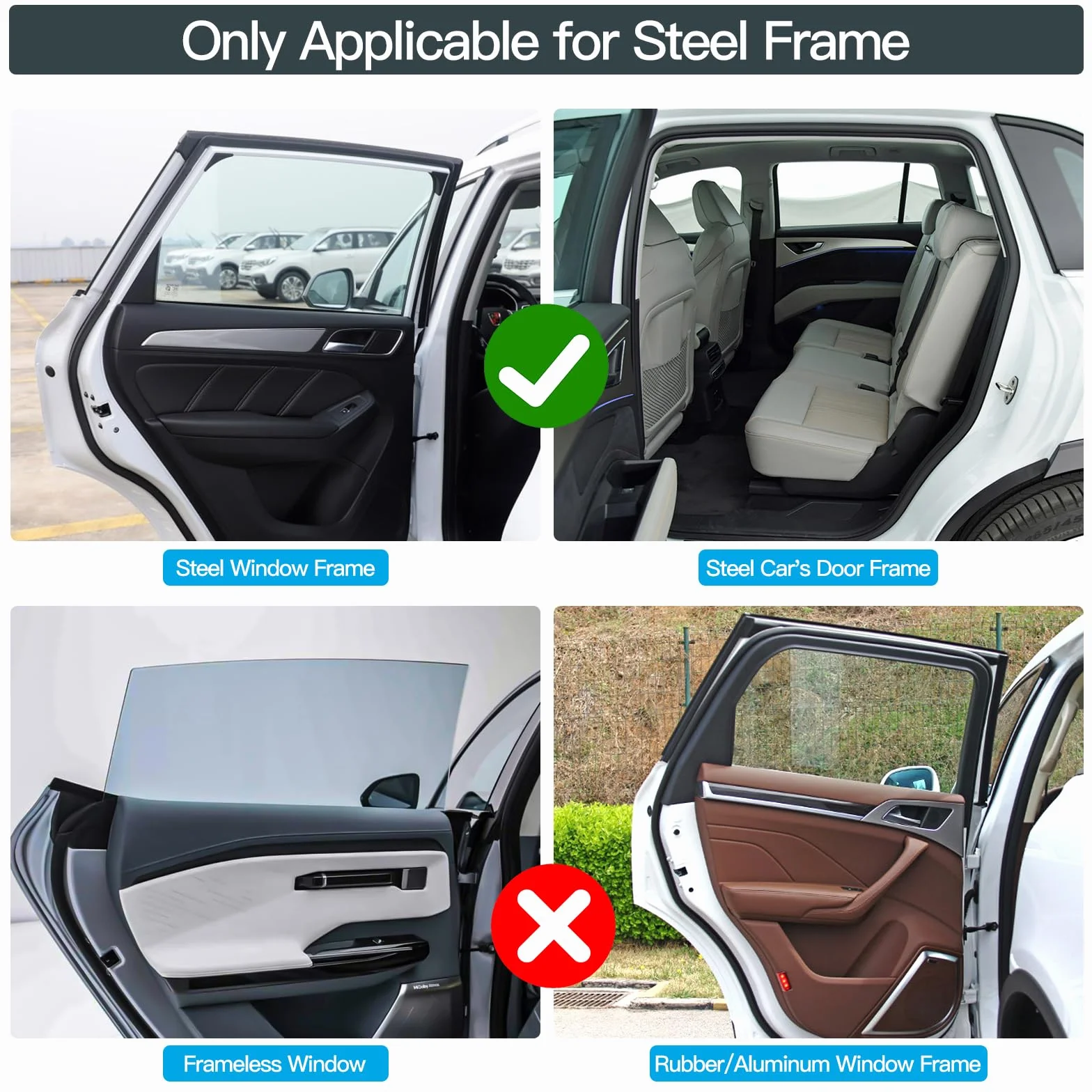 ZATOOTO Parasole per Auto 4 Pezzi Protezione Solare Anti-UV Poliestere Nero