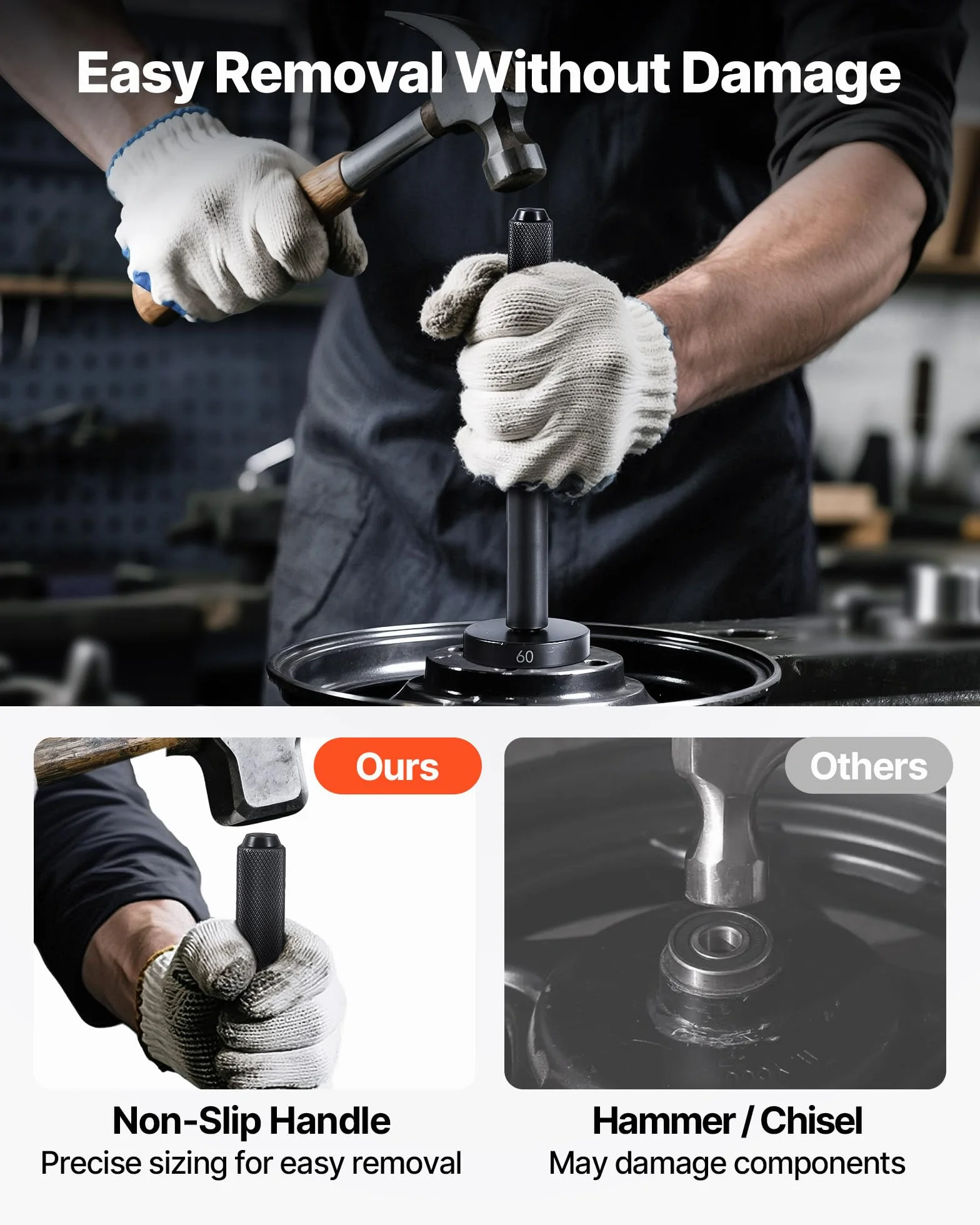 VEVOR Kit Pressa per Cuscinetti, 52+14 Pezzi, Set di Driver con 49 Boccole, Separatori e Ganasce, Custodia