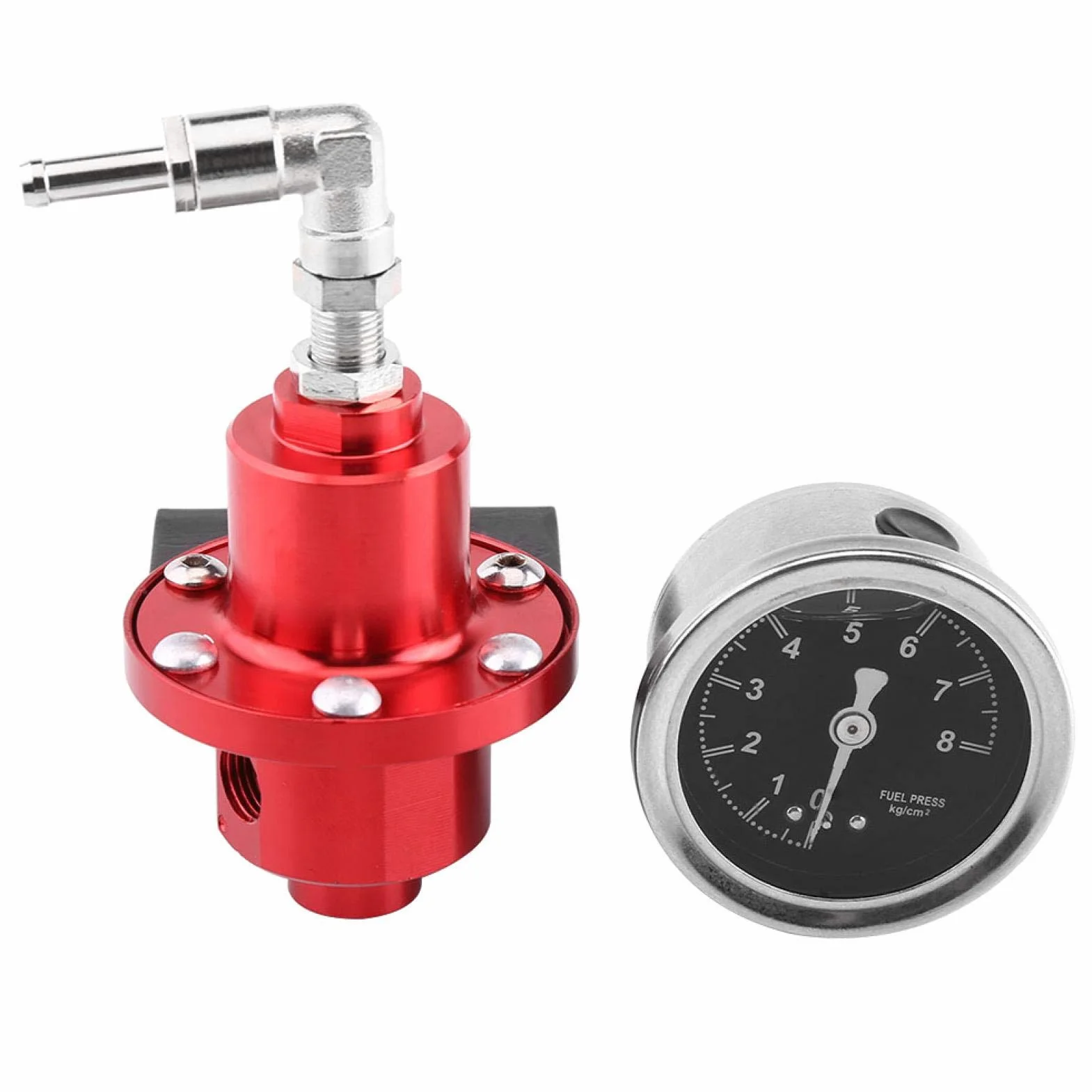 Regolatore di pressione del carburante, regolatore di pressione del carburante universale FPR con strumentazione(Red)