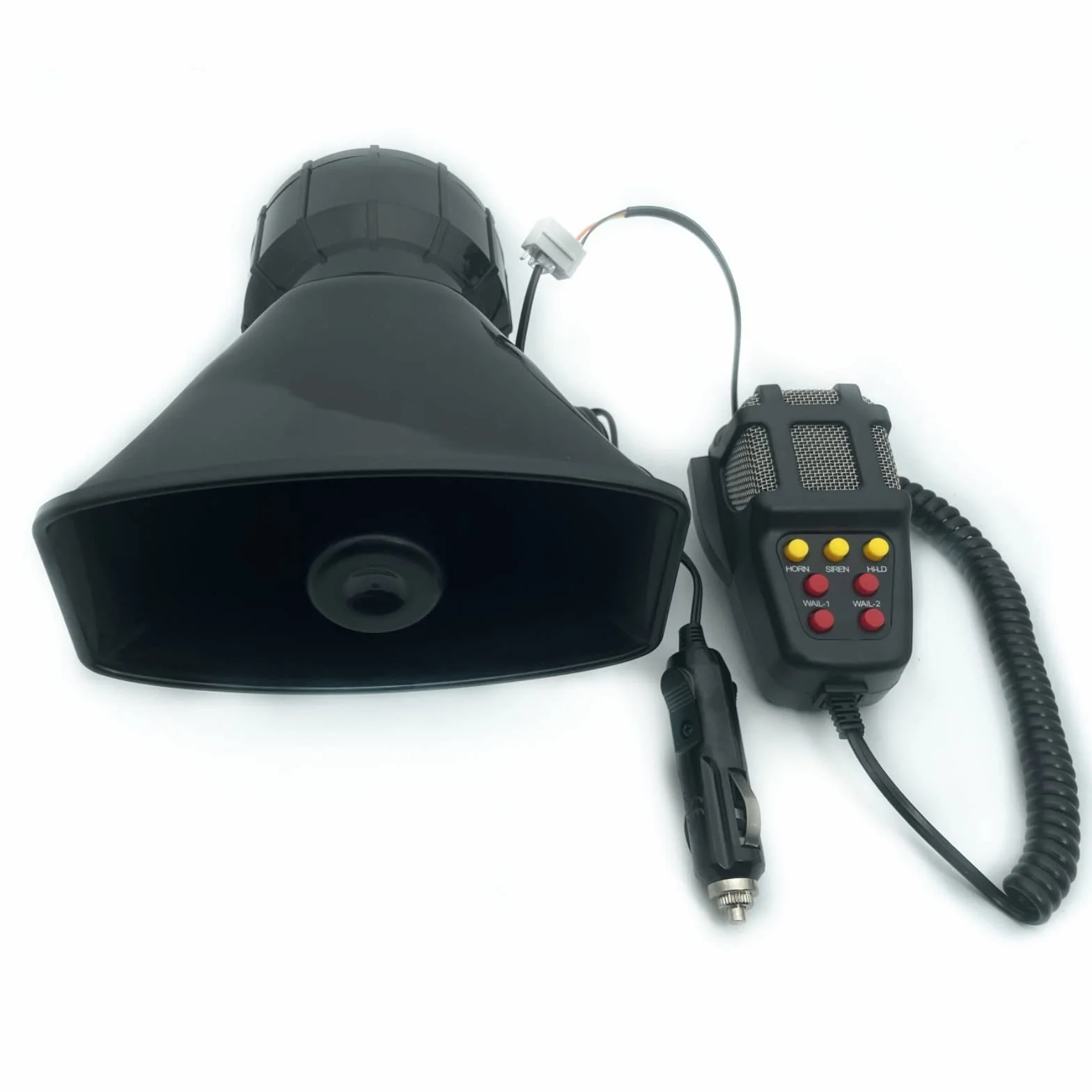 Clacson per Auto Collegare l'Accendisigari 130db Car Horn Amplificatore del Suono di Emergenza Sirena Con Microfono PA 7 Toni per 12V Macchina Barca