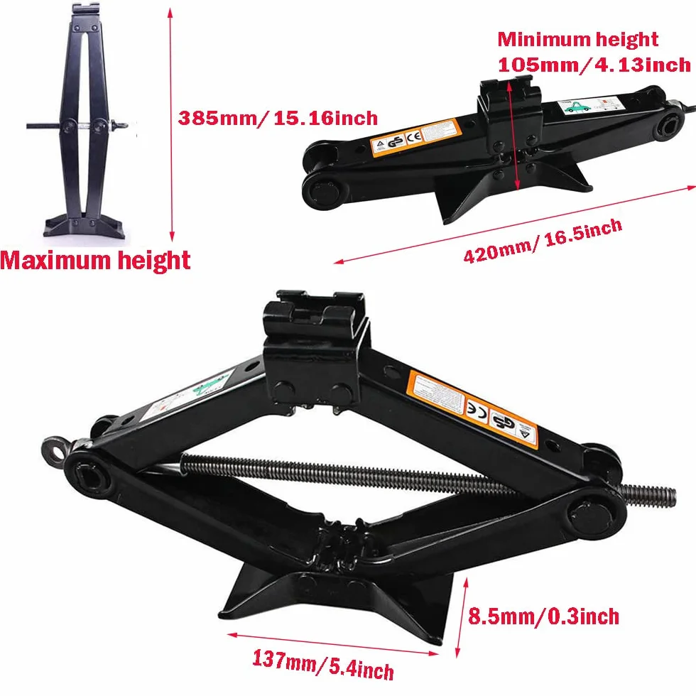 Martinetto a forbice 2 tonnellate antiruggine altezza 39 cm per Opel Corsa Astra Zafira Insignia Meriva Audi A3 A4 A5 Q3