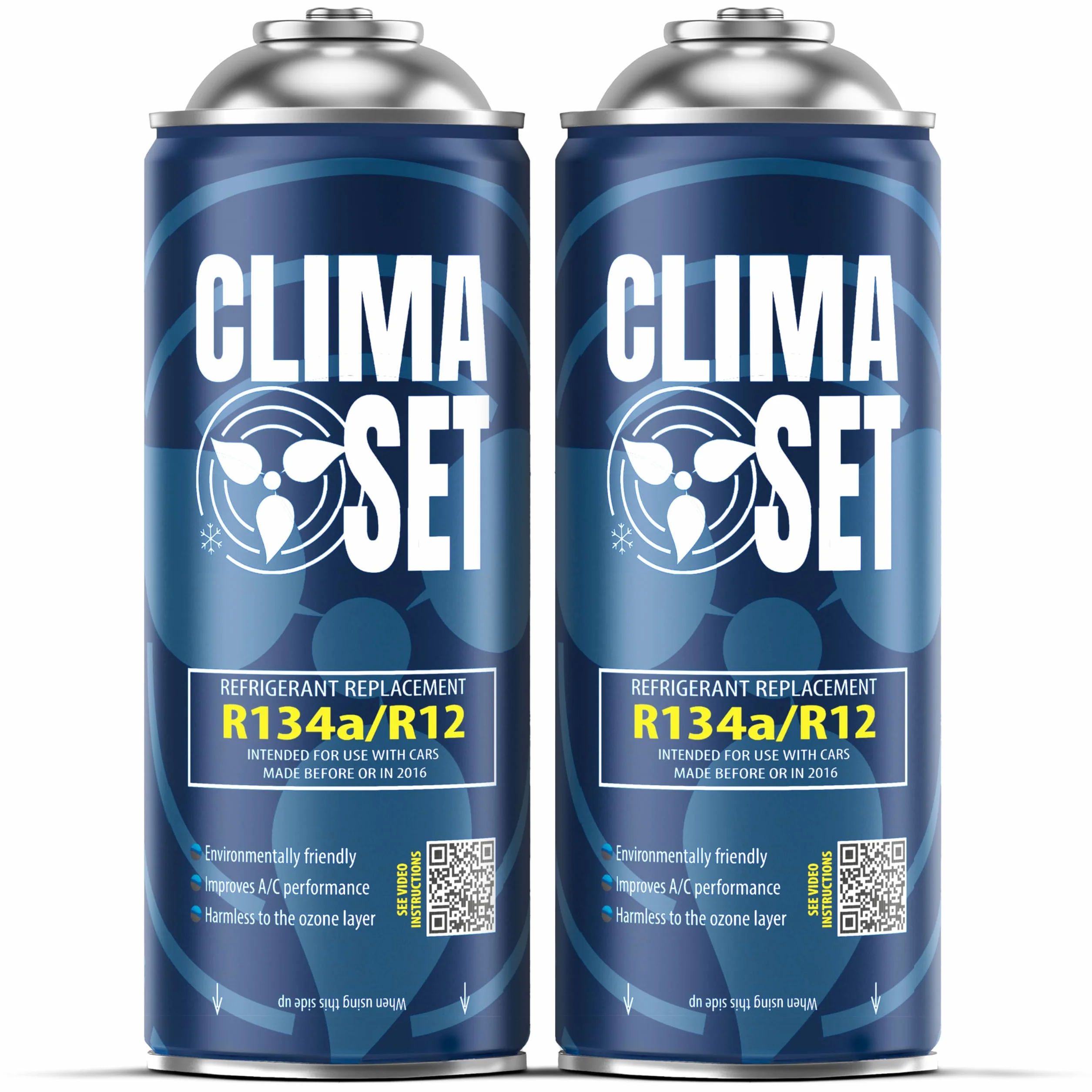 CLIMASET Sostitutiva del gas R134a R12 - Gas aria condizionata auto - kit ricarica clima auto - refrigerante R134a - 2 x bombolette - ricarica aria condizionata auto - ECO