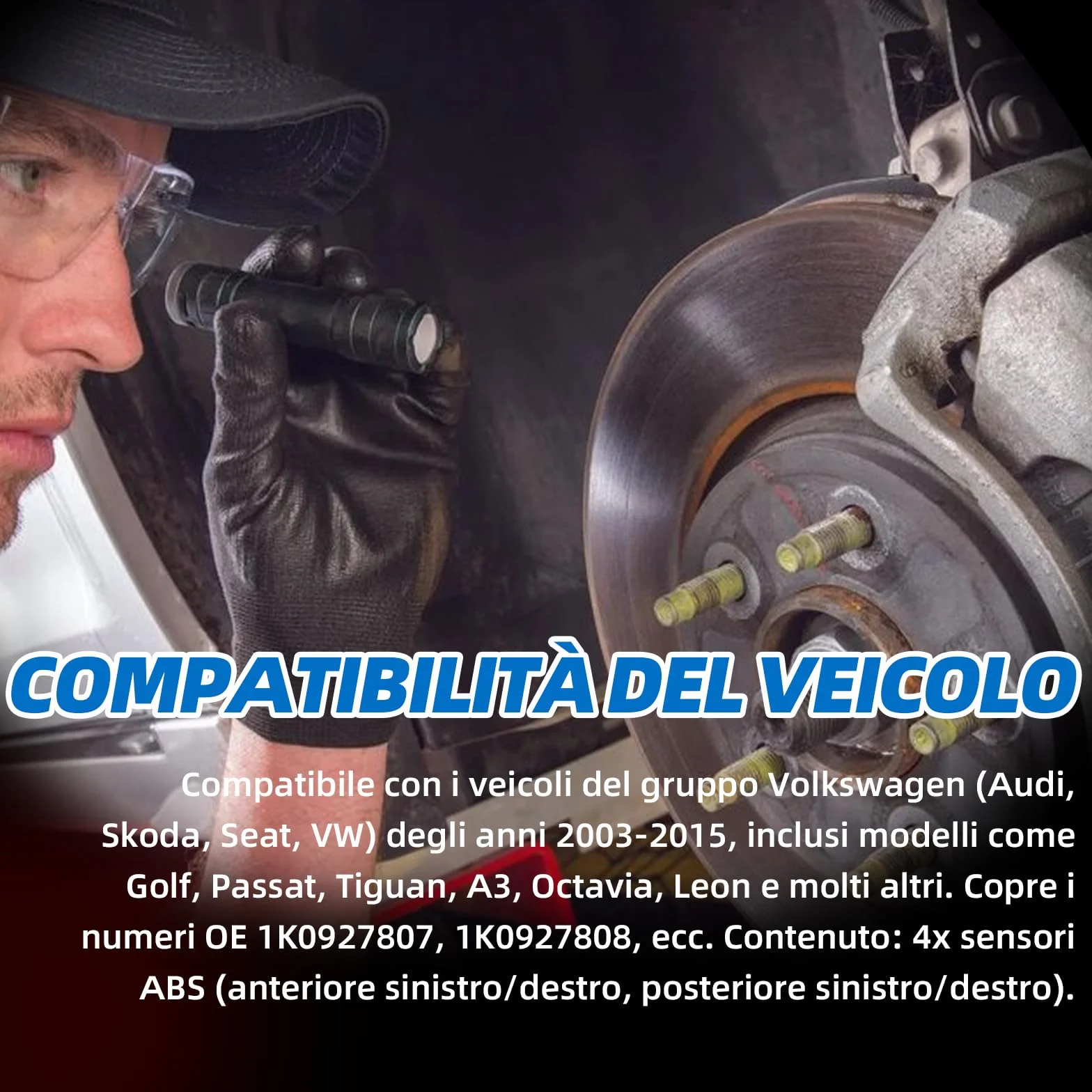 Sensore di velocità ABS anteriore posteriore sinistro destro compatibile con VW Golf V VI Audi A3 8P Skoda Octavia 1Z VW Passat B7