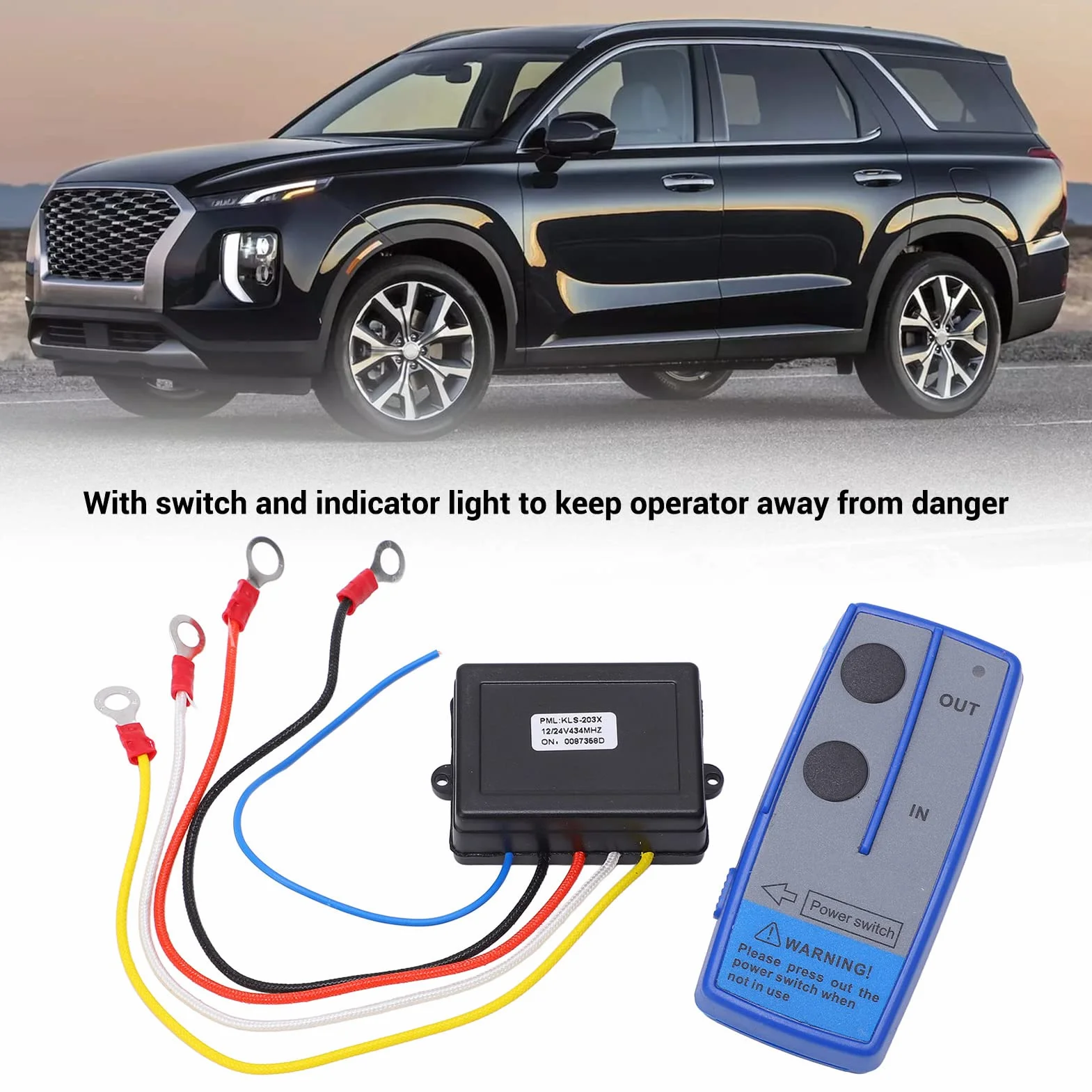 Aramox Universal Wireless Remote Control Kit for Winch 12V/24V 434MHz Receiver Truck ATV SUV