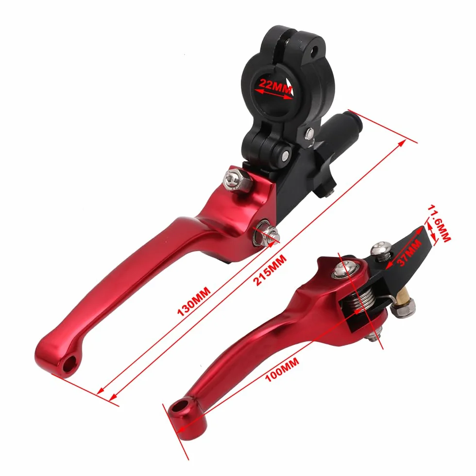 Leva frizione freno pit bike 1 coppia 7/8" 22mm alluminio forgiato pieghevole per 50CC-150CC CRF XR 90/110/125/140/150cc Pit Dirt Bike ATV Mini Bike Rosso