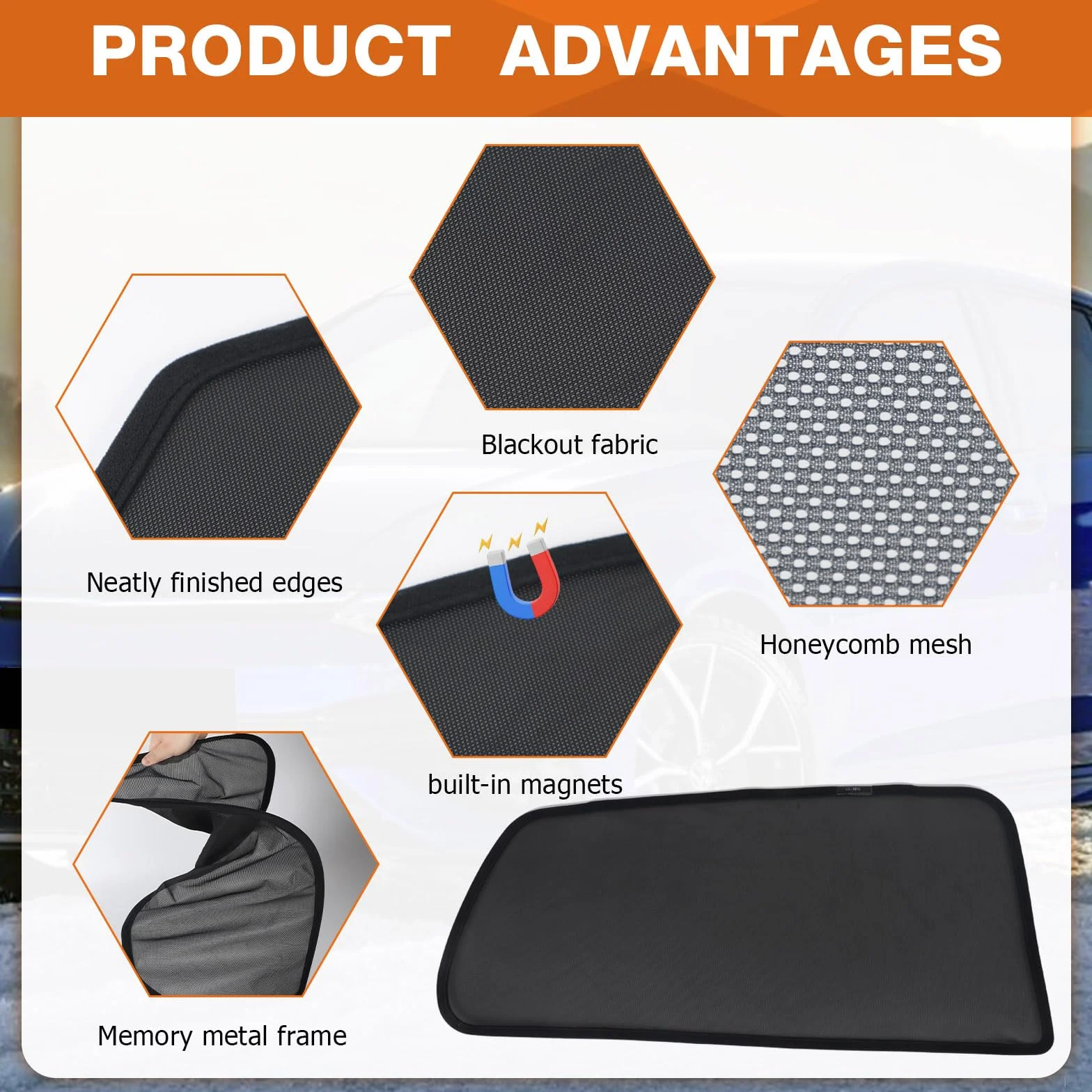 Parasole finestrini laterali posteriori auto VW Golf 7 2013-2021 magnetico protezione solare UV