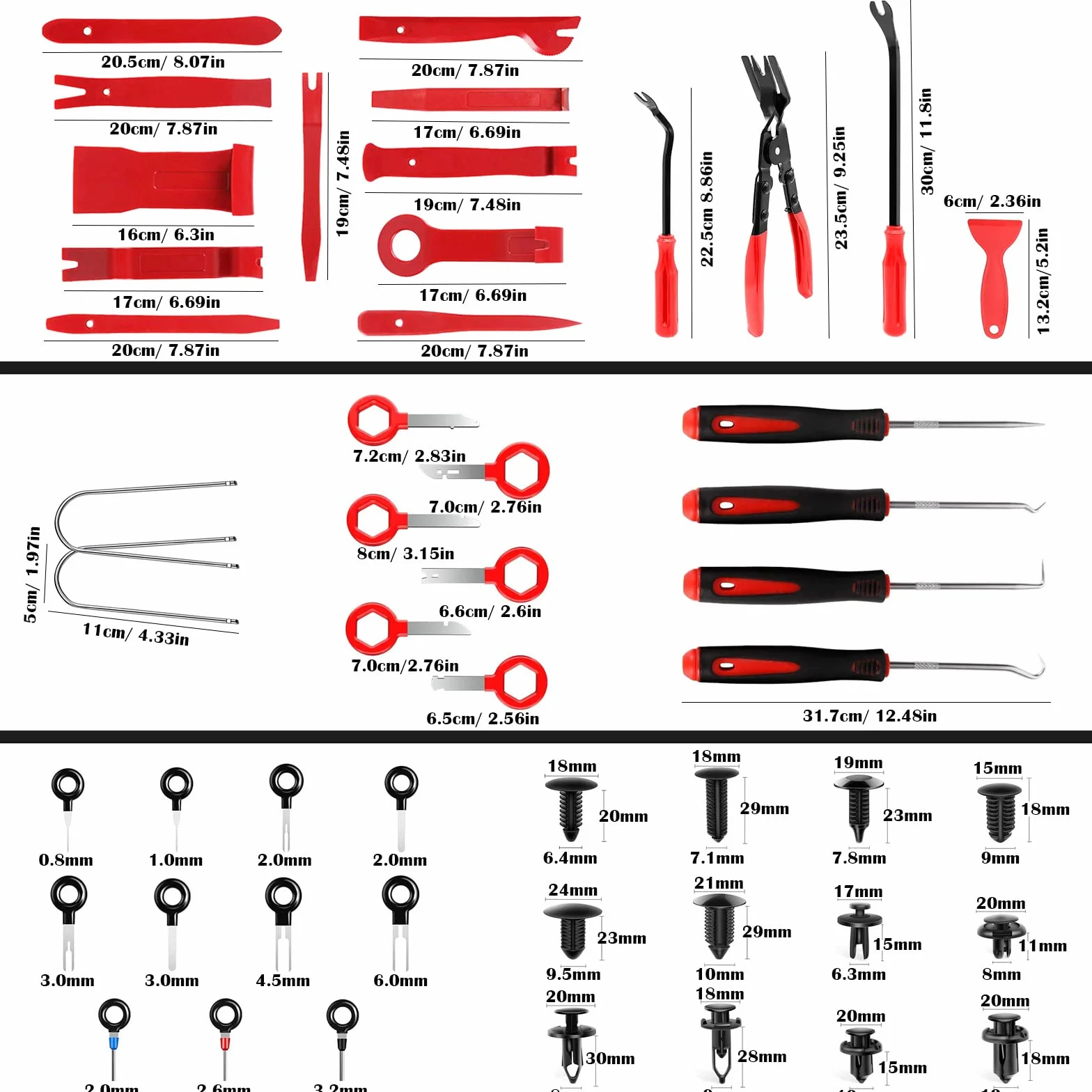 Kit Leve Smontaggio Interni Auto 280Pcs Attrezzi Smontare Plastiche con 120 Clips