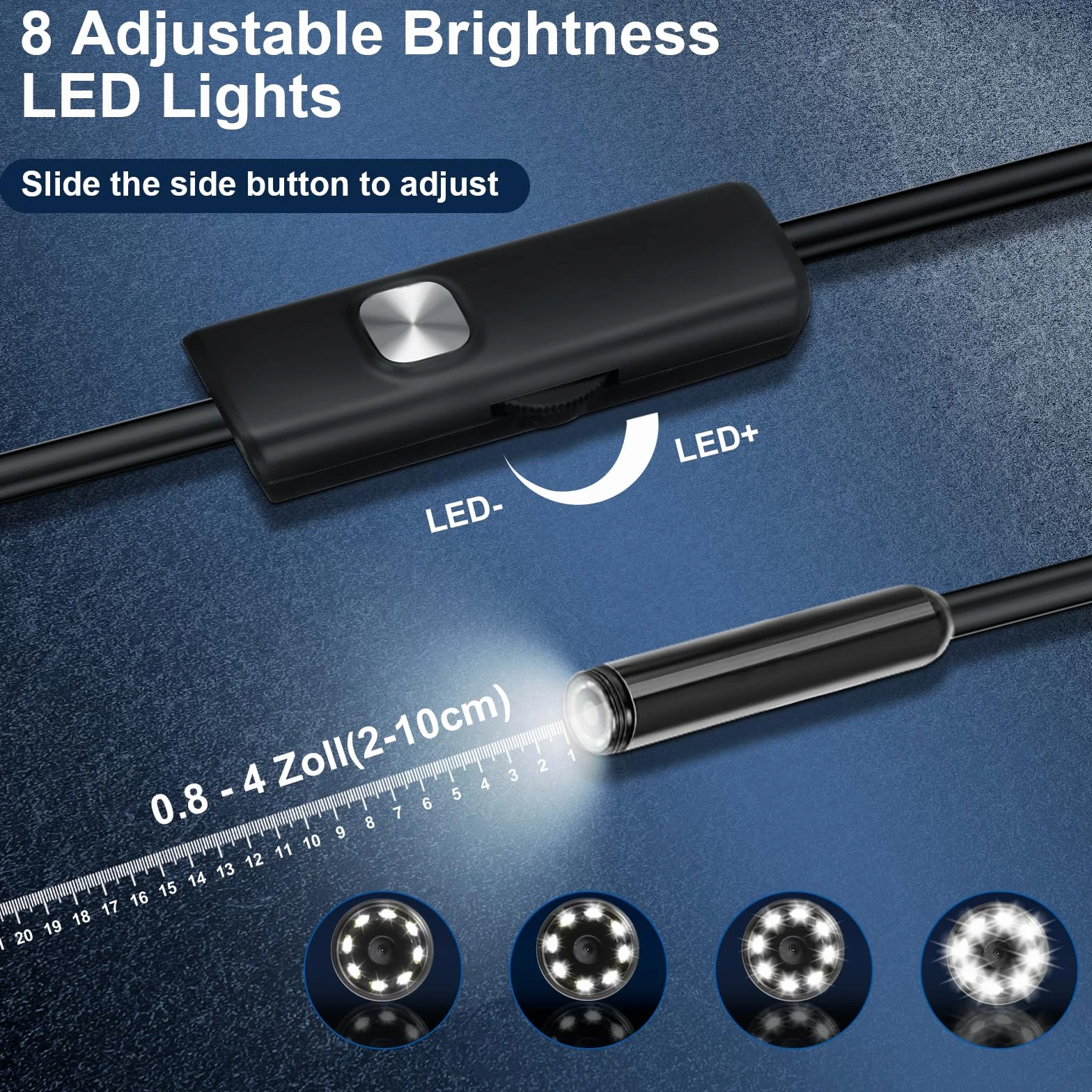 Endoscopio per Smartphone 1920P HD IP67 Impermeabile con 8 LED 32.8ft/10m