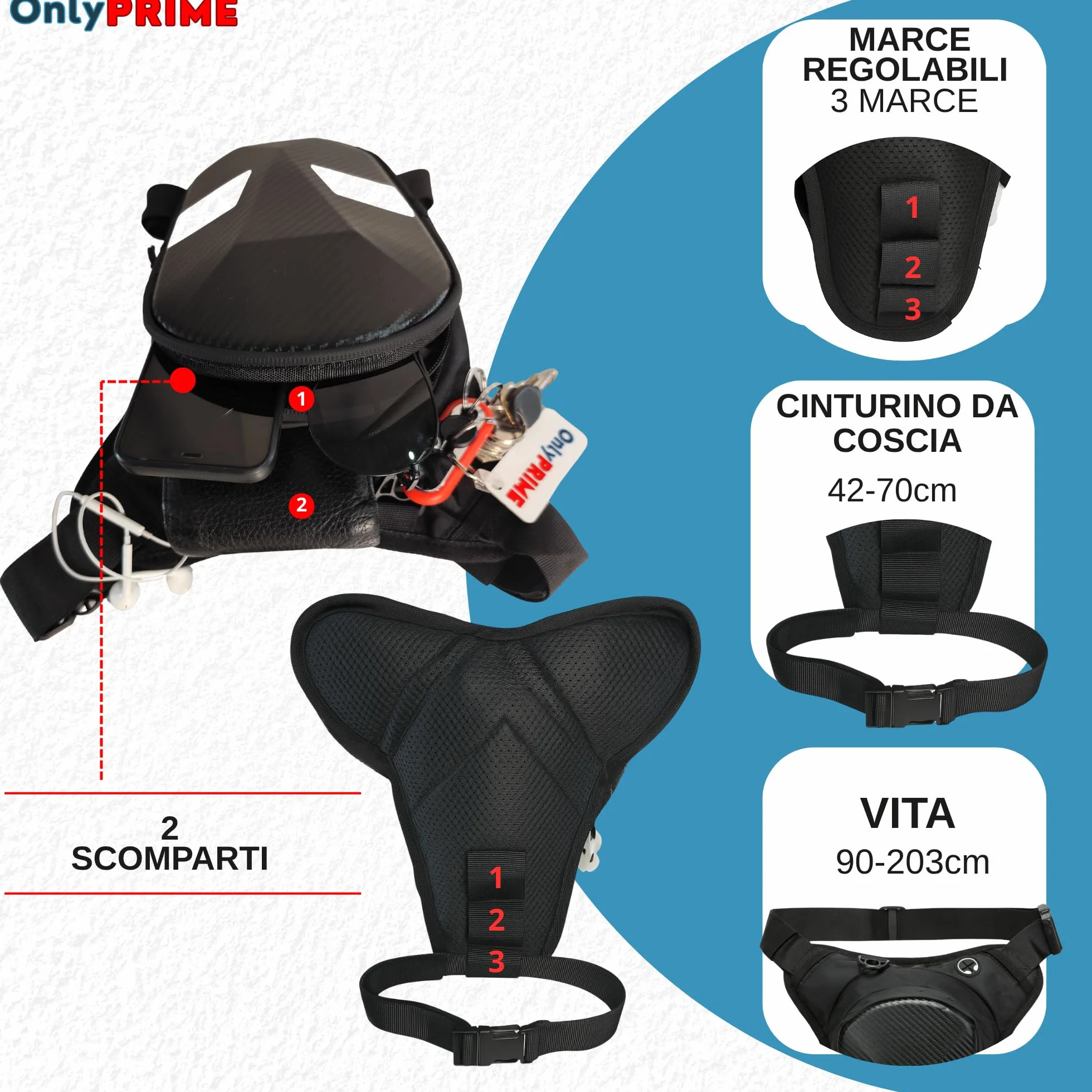 Marsupio da Gamba Tattico Impermeabile per Moto Uomo – Borsello Gamba Resistente con Copertina Rigida