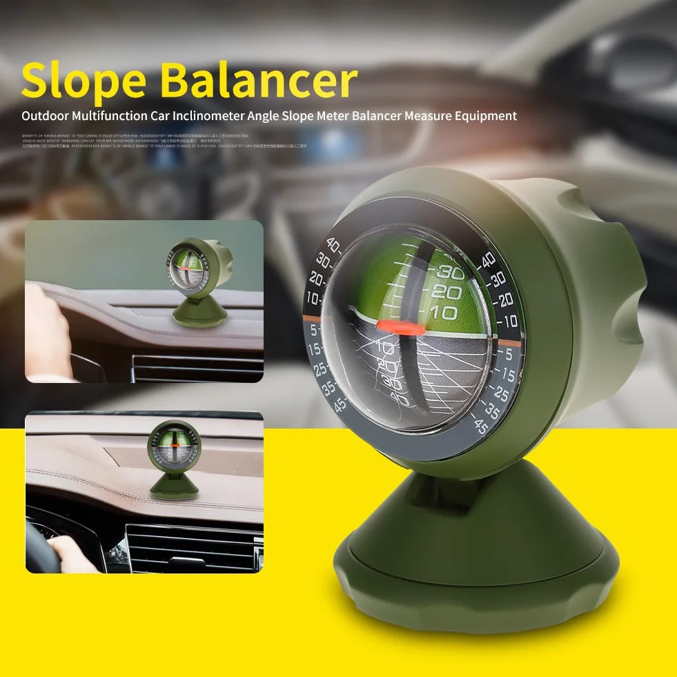 Tiiyee Inclinometro per Auto, Livello Bussola Guida Fuoristrada Indicatore Pendenza Multifunzione Strumento Sicurezza Stradale