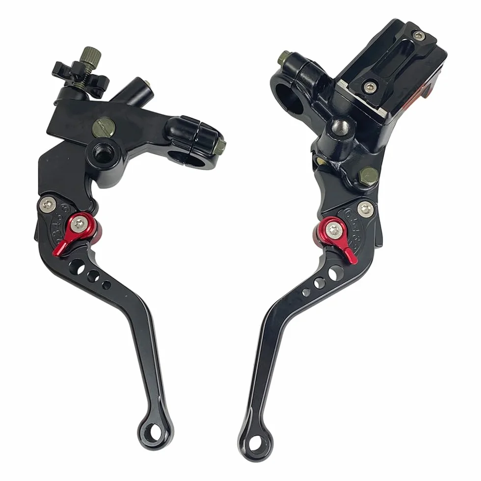 Upgrade 7/8" 22mm Universale Pompa Cilindro Maestro Freno Leva frizione Sinistra Destra Set Compatibile con Polaris Yama-ha Suzuki Honda Kawa-saki Moto (Nero)