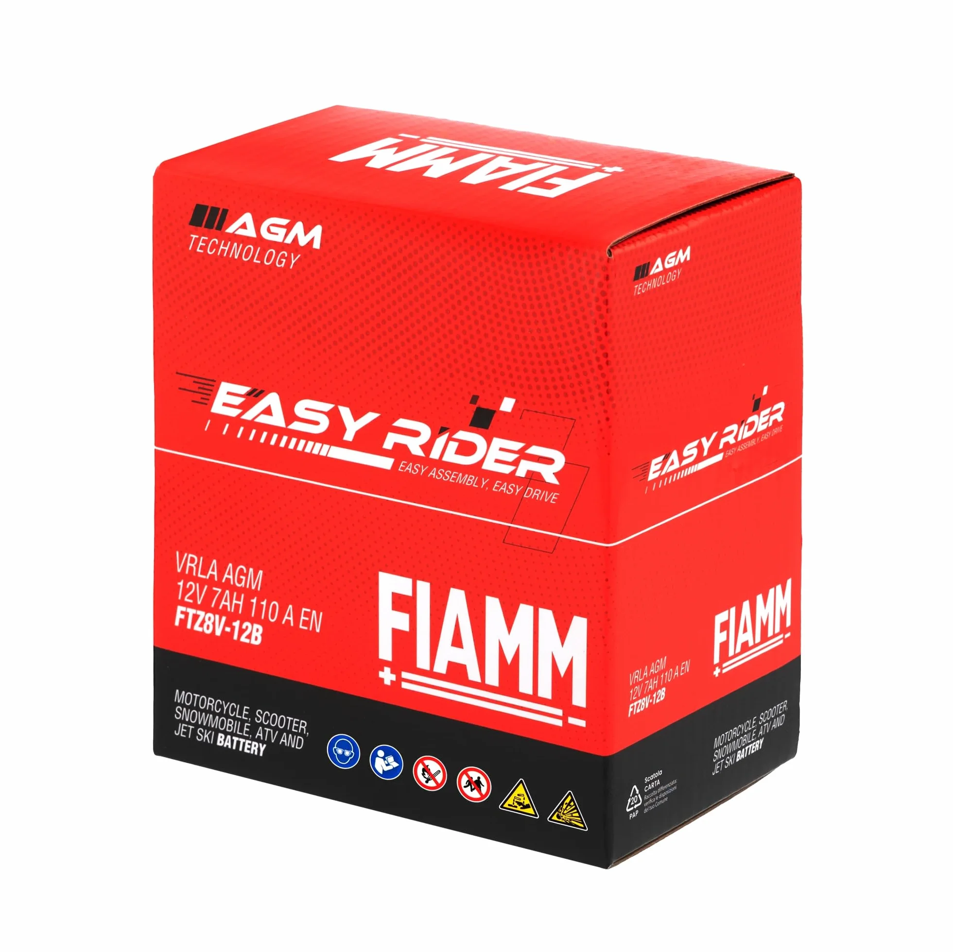 Fiamm Batteria Moto Scooter FTZ8V-12B 7AH 110A AGM Technology, Senza Manutenzione, Già Carica