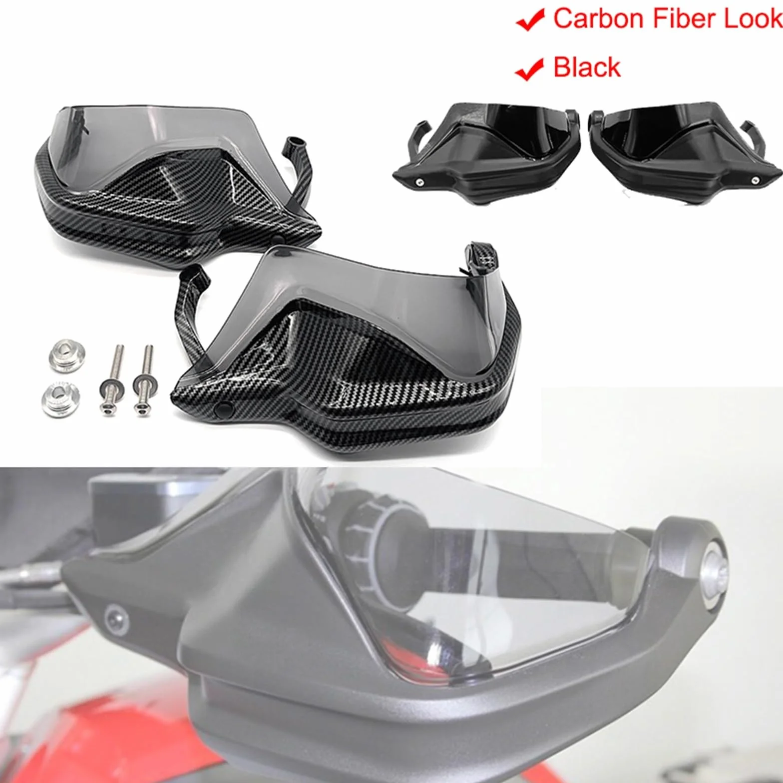 Paramani in Carbonio Scudo Protezione della Mano Parabrezza per BMW R 1250 GS R1250GS Adventure 2019-2023 Black