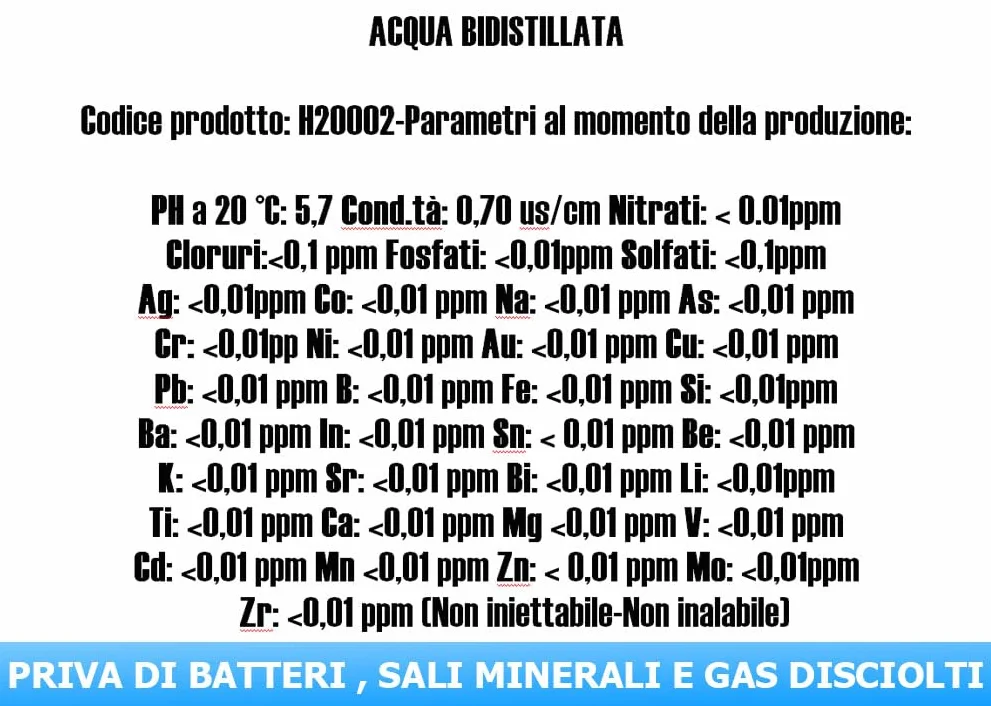 Acqua Bidistillata Pura 25 Litri Tanica per Uso Industriale e Clinico Demineralizzata per Ferri da Stiro