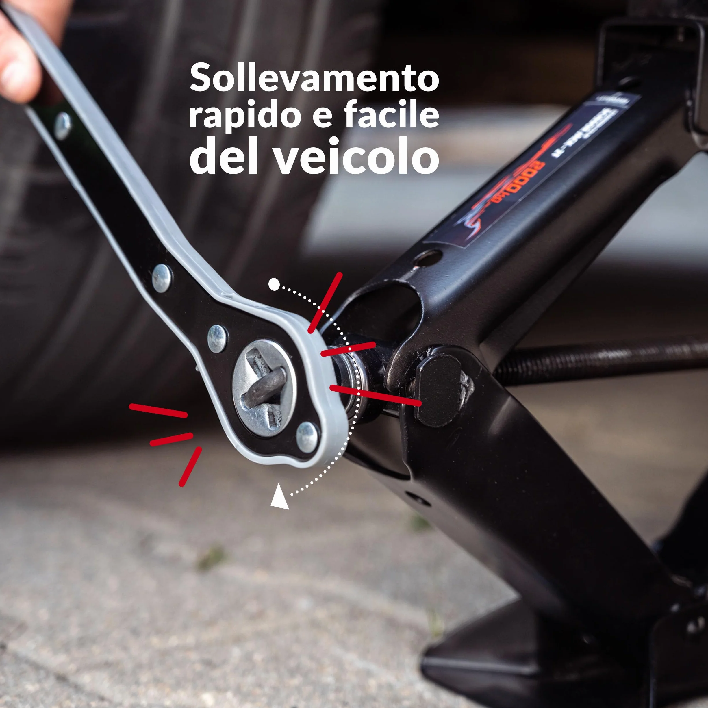 LEHMANN Cric Auto 2T – Cric a Forbice Regolabile 120–420mm con Chiave a Cricchetto