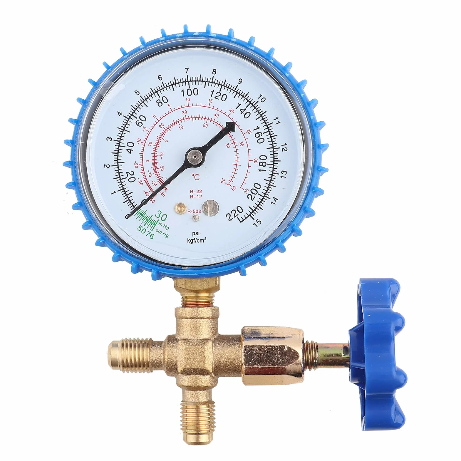 220Psi Manometro d' Aria Refrigerante Adatto per R410A R22 R134A R404A in Blu per Controllare la Pressione con 2 Connettori