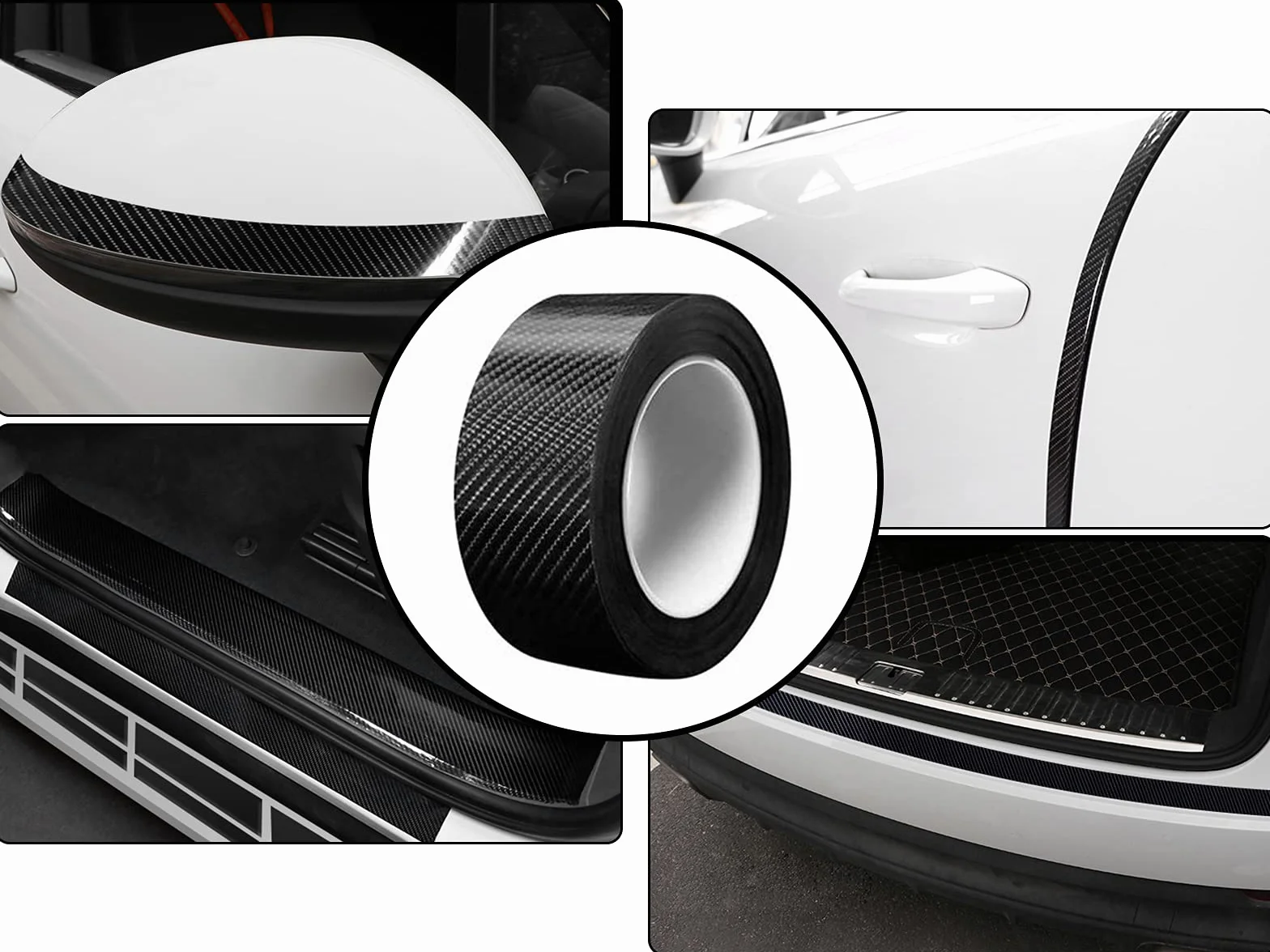5D Fibra Di Carbonio Rivestimento Adesivo Car Sticker Auto 10cmX10m, Protezioni Per Davanzali Per Porte Auto In Fibra Di Carbonio Universali Autoadesive Per Auto Protettive (Fibra di carbonio nera)