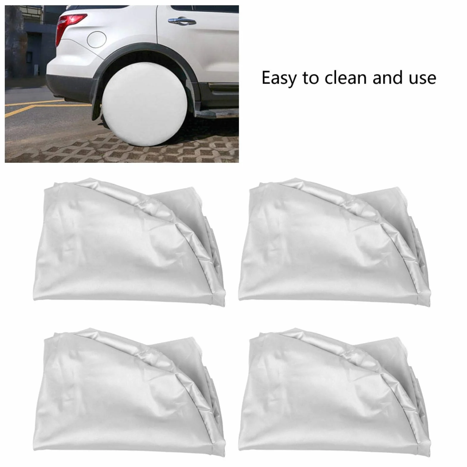 Copertura di protezione per pneumatici impermeabile in fibra di poliestere argento 27-29 pollici auto Jeep RV SUV rimorchio