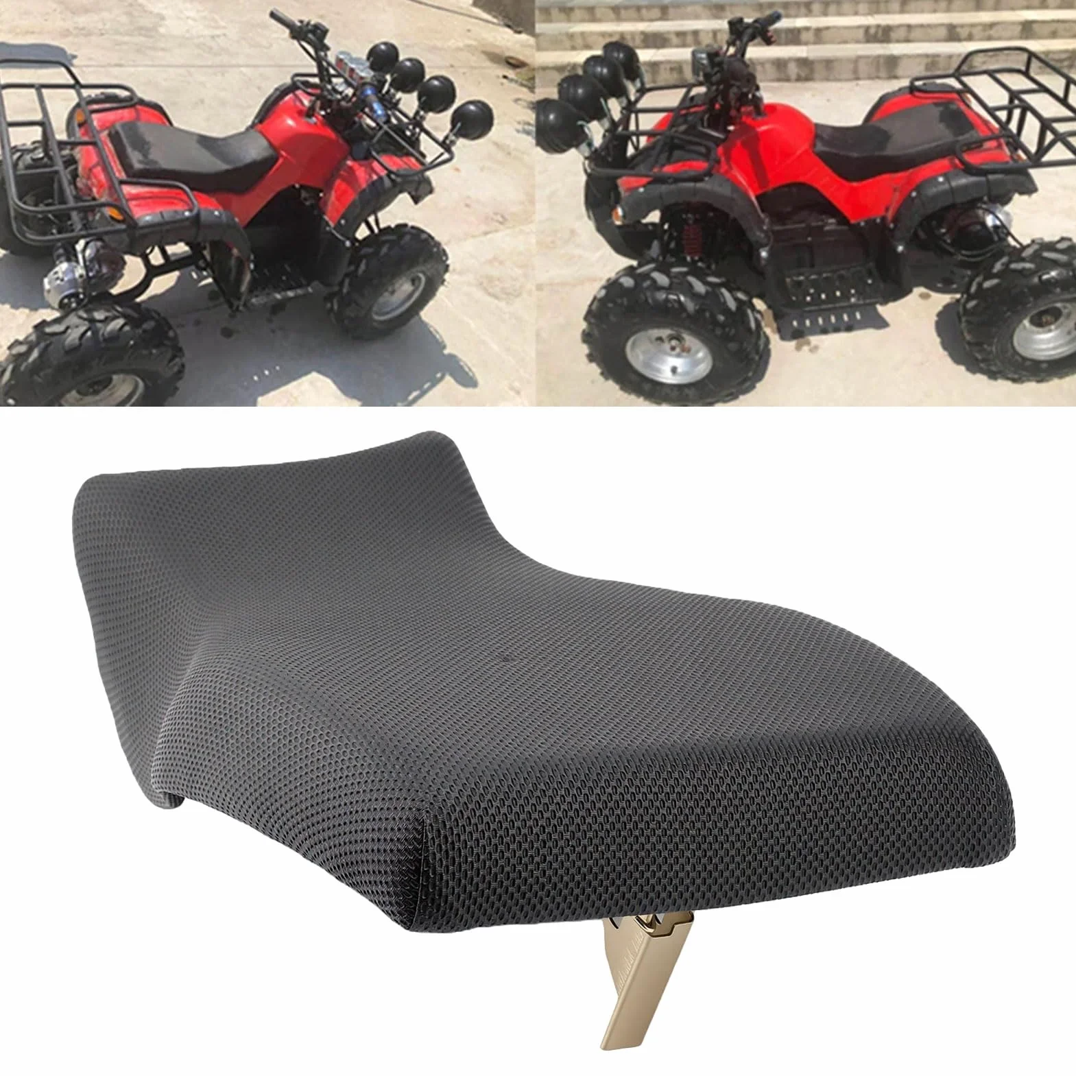 Sorandy Sedile Completo ATV, Sedile Sostitutivo ATV Antiscivolo Imbottito in Schiuma con Fibbia di Chiusura in Metallo per Quad per Bambini da 50 Ml 70 Ml 90 110 125