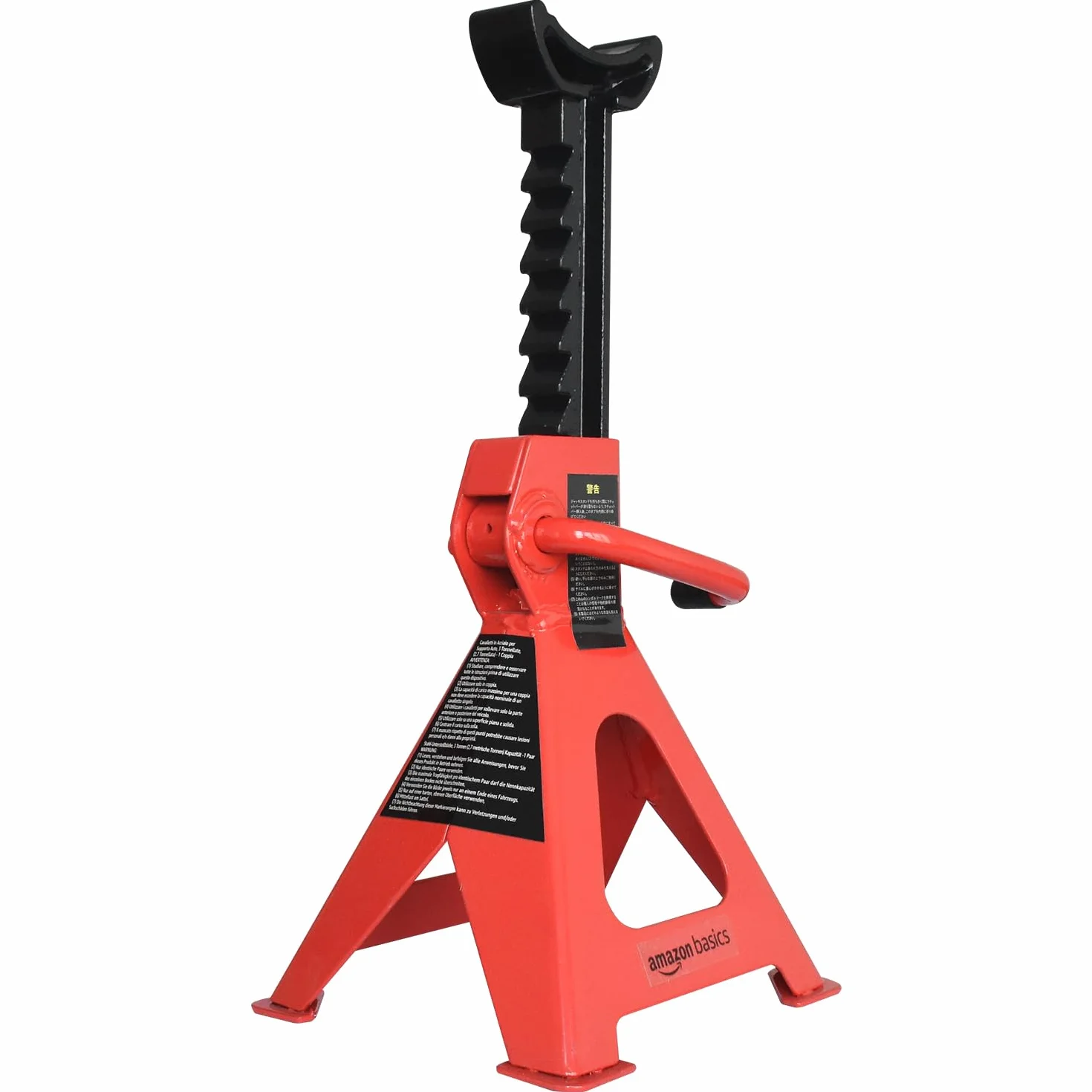 Amazon Basics Cavalletti di sostegno per veicoli in acciaio, Capacità 3 tonnellate, 1 paio, Rosso/Nero