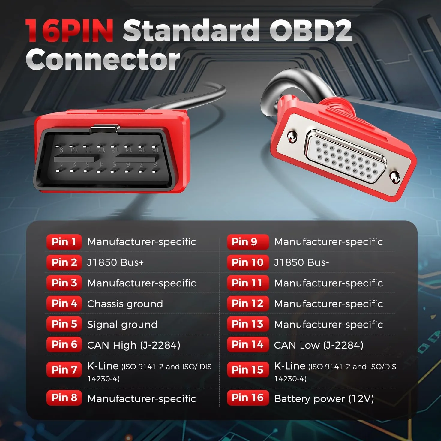 Autel Original OBD2 Haupttestkabel 1.5M 16 Poliger OBDII Diagnosestecker für MaxiSys MS908P MS908S PRO II MK908 PRO II MS909CV EU Elite II PRO MS909 MS919 Ultra Lite Ultra