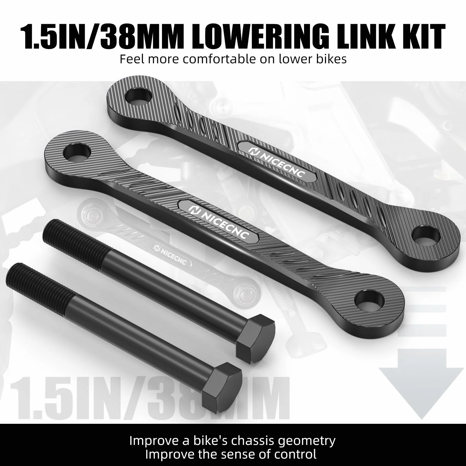 NICECNC Link di abbassamento in alluminio billet 38 mm per Yamaha Tenere 700 XTZ700 2019-2023