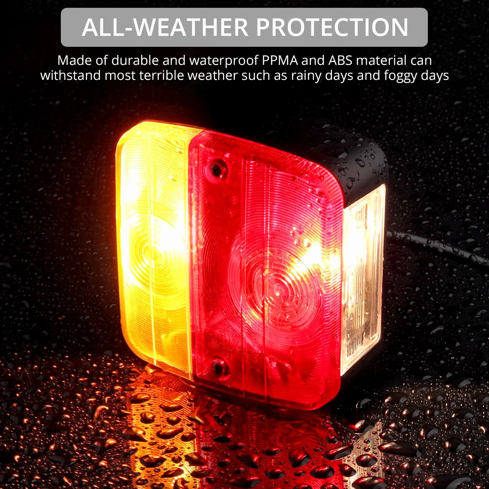 Justech 2 Pezzi Luci Posteriori Super Luminoso 12V Luci Posteriore del Rimorchio con E-mark Set Fanali Posteriori Impermeabile IP65 con Cavo da 7,5 m Fanali LED Rimorchio 21W con Montato a Vite