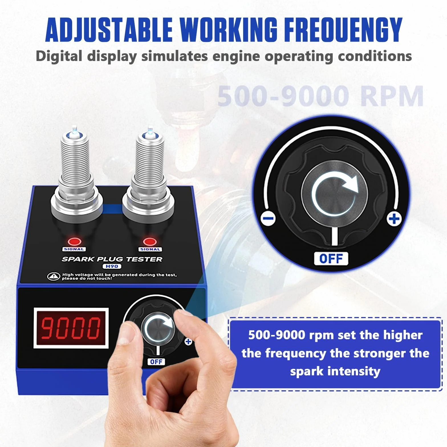 Tester per candele H90 12V display LCD doppio foro per auto benzina