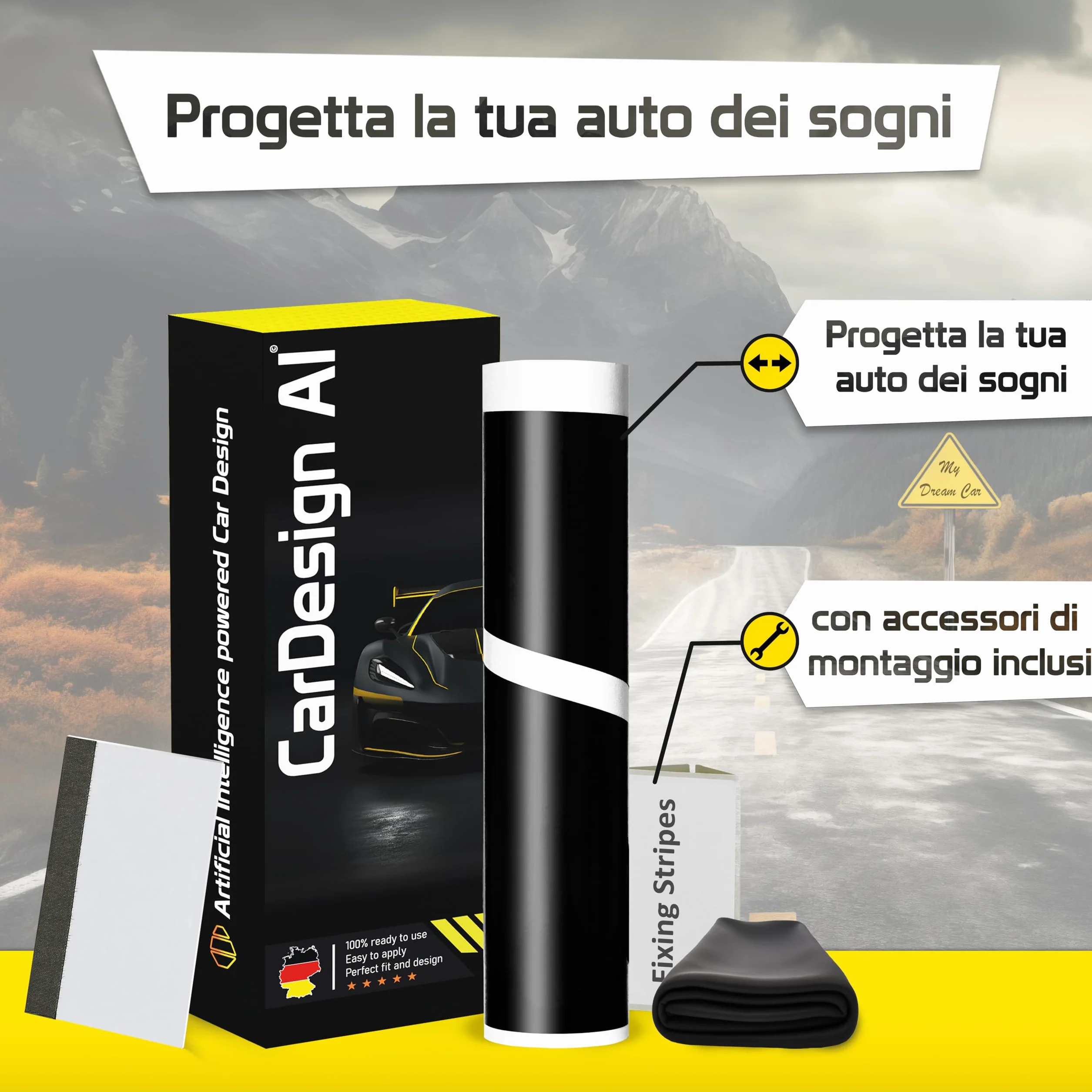 Pellicola protettiva montante B/C esterno Mercedes SL R230 2001-2011 nero lucido