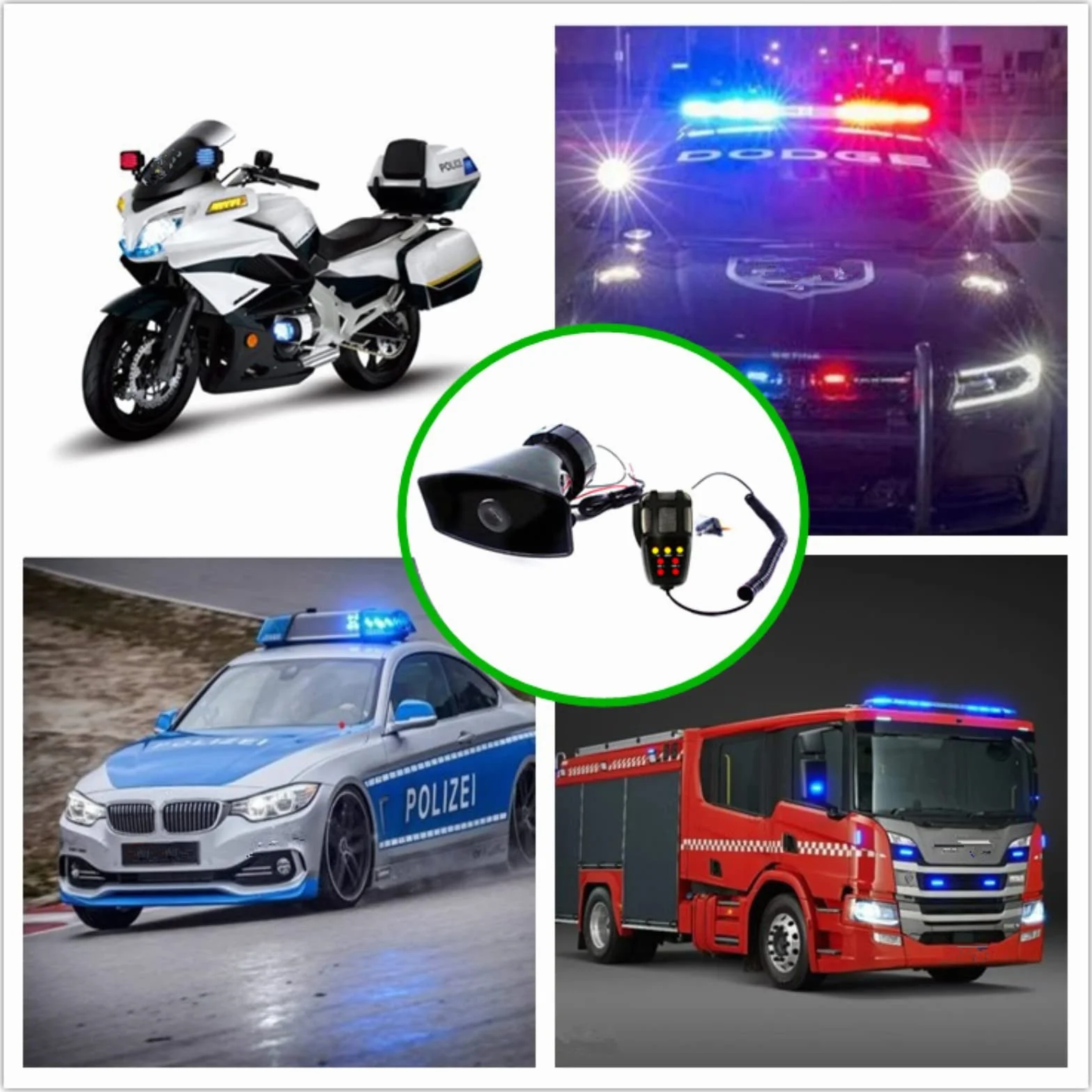 Clacson per Auto Collegare l'Accendisigari 130db Car Horn Amplificatore del Suono di Emergenza Sirena Con Microfono PA 7 Toni per 12V Macchina Barca