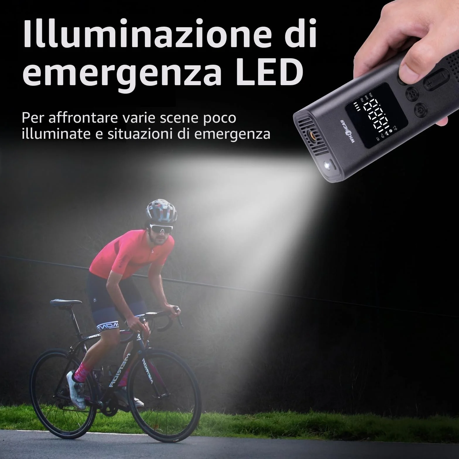Compressore Aria Portatile 6000mAh 150PSI Mini Pompa Elettrica Auto Bici Moto