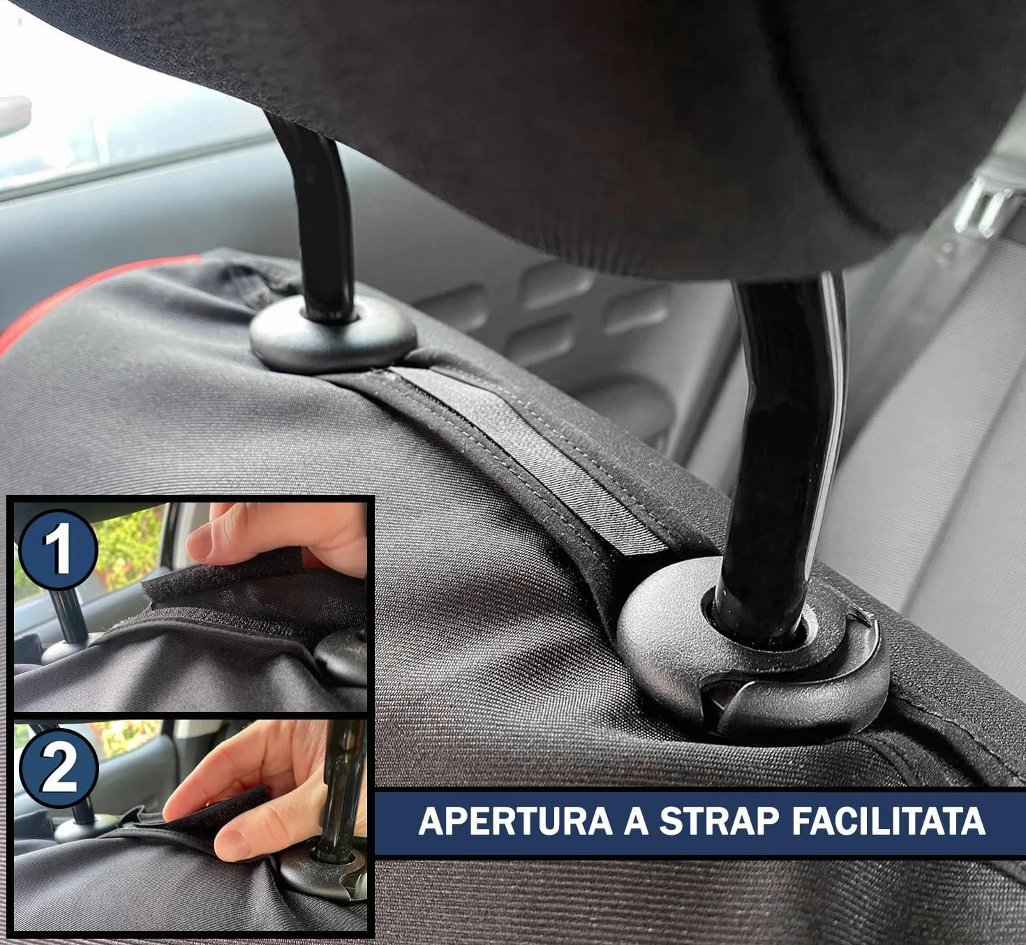 Coprisedili Anteriori Compatibili Per Panda Set Sedili in Tessuto Protezione Lavabili Nero