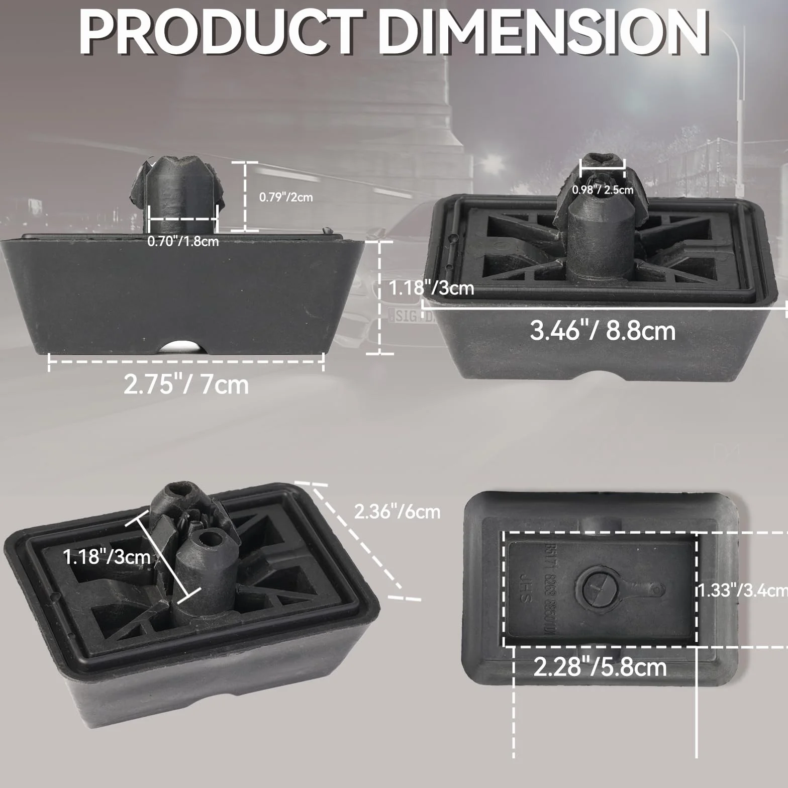 4 pezzi, cric anteriori e posteriori, rettangolari, in plastica, con supporto per veicoli, 51718268885 per BMW E36 E46 E63 E64 E65 (4 pezzi)