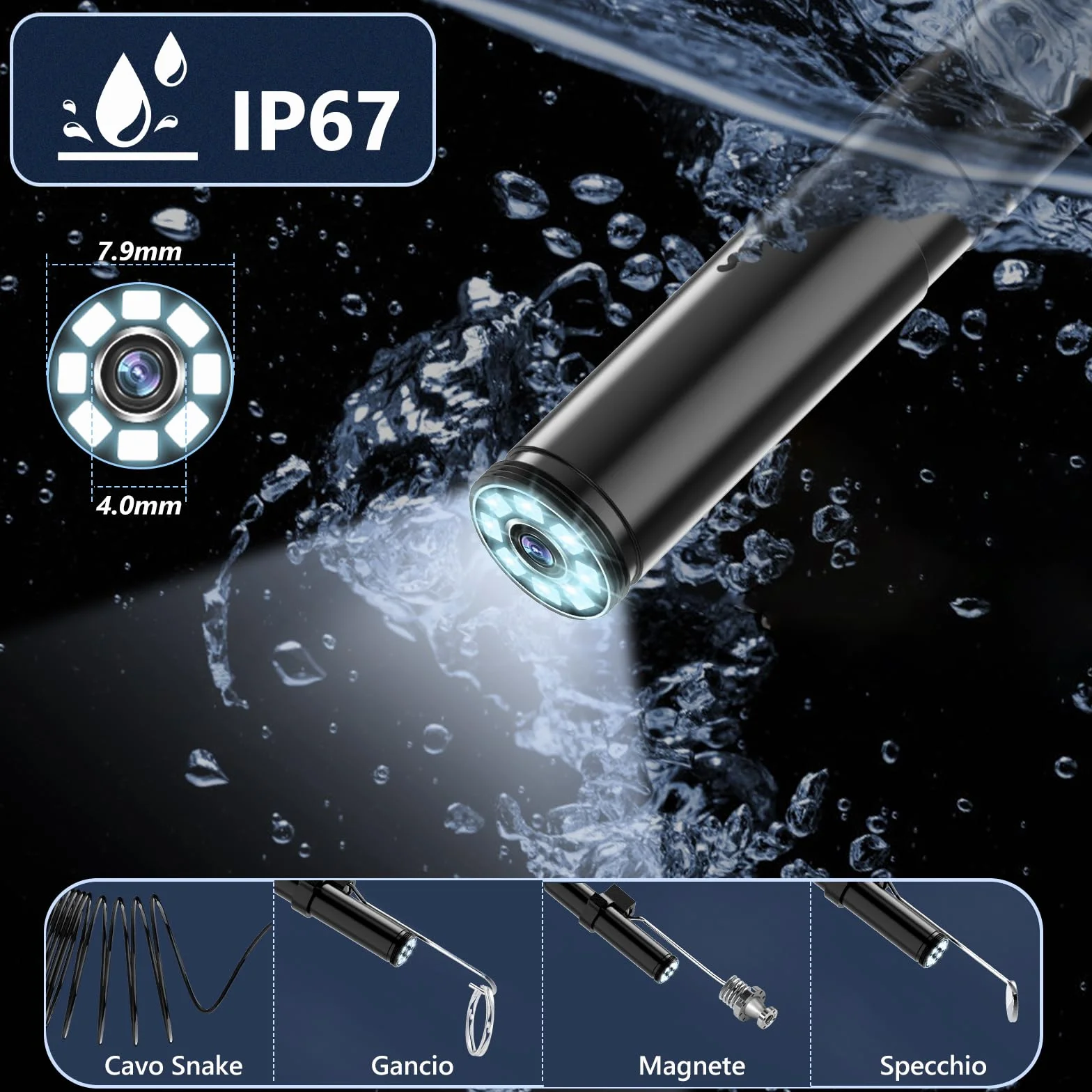 Telecamera di ispezione endoscopica 1920P IP67 impermeabile USB No WiFi per Android
