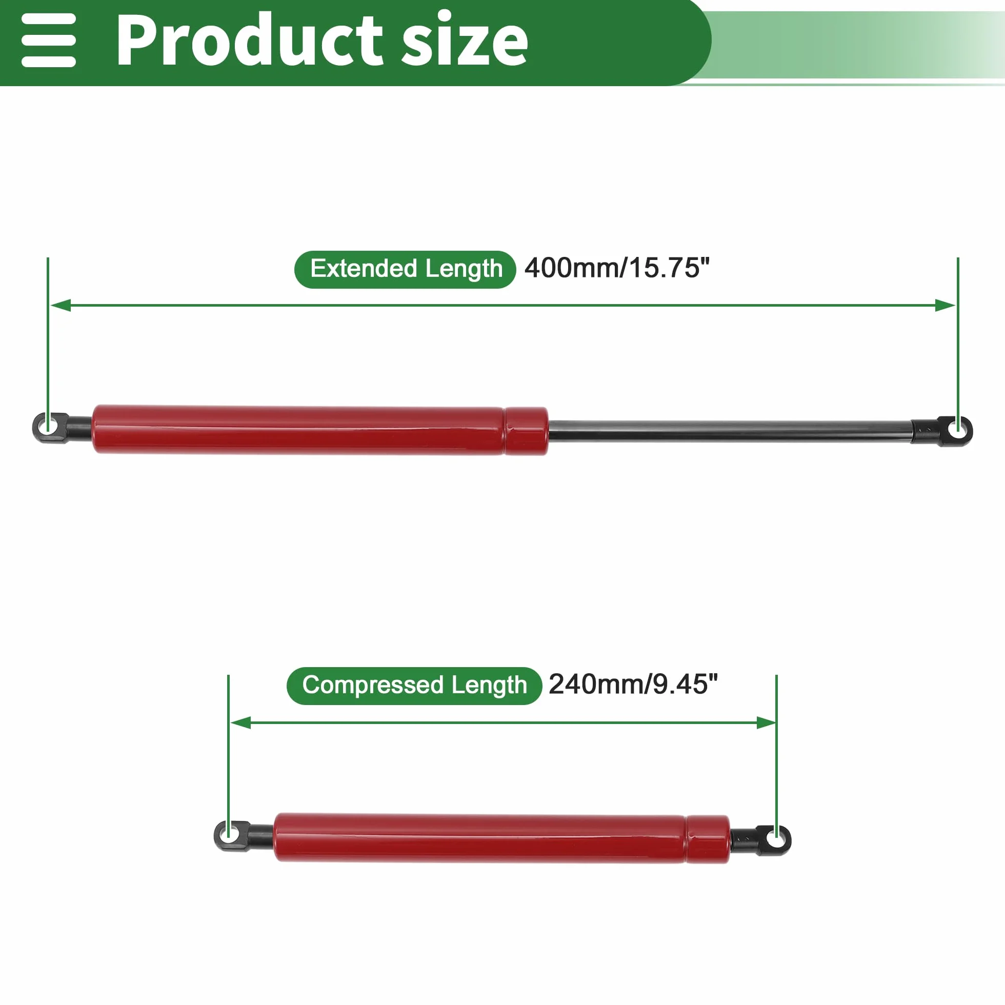 Motoforti 400mm/15.75" Pistoni a Gas 800N,Molle a Gas in Acciaio al Carbonio Rosso 2 Pz RV Auto Cassetta degli Attrezzi Coperchio Scatola di Stoccaggio Coperchio Porta Armadio