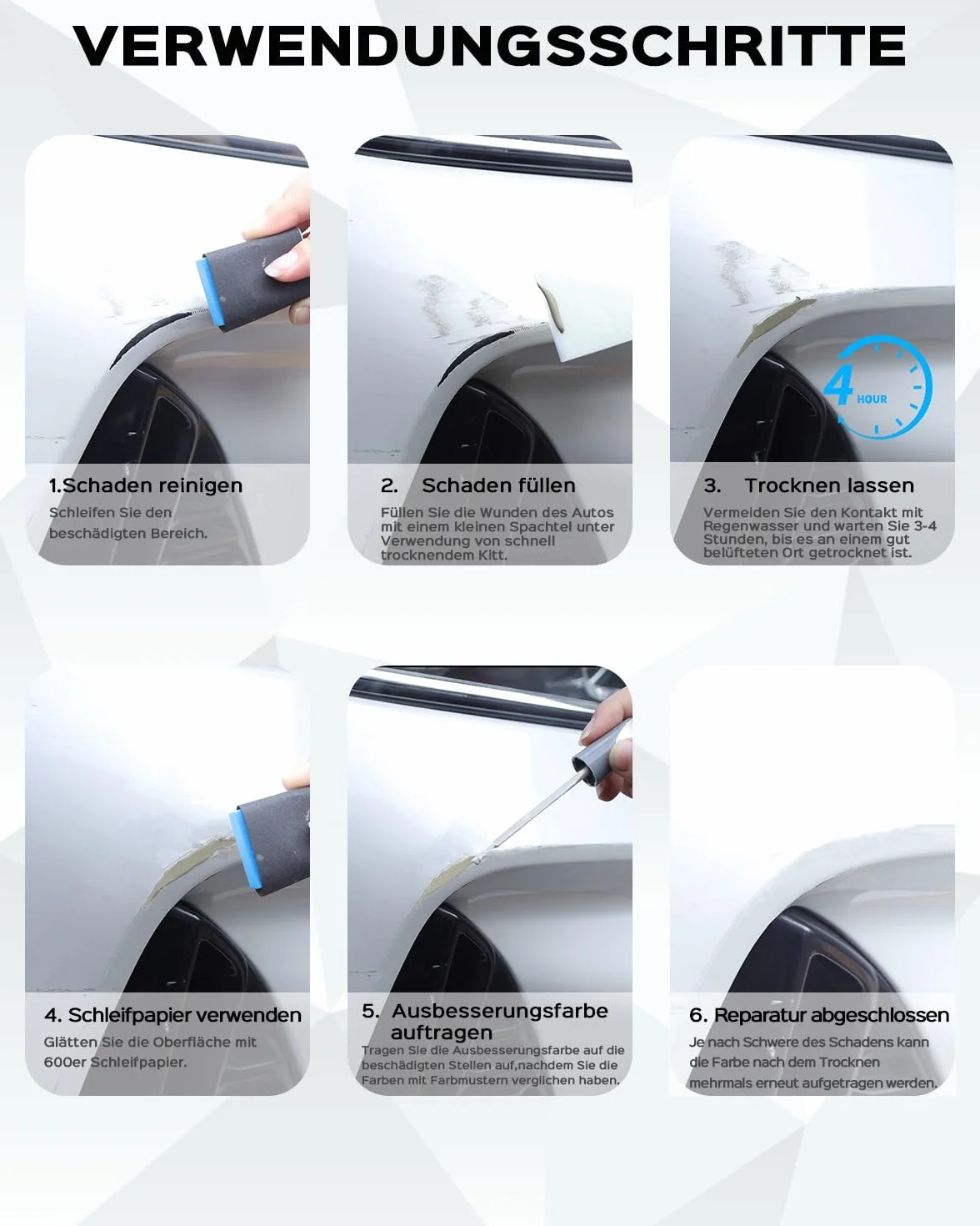 Audi Kit di vernice per ritocchi bianco metallizzato per graffi e scheggiature