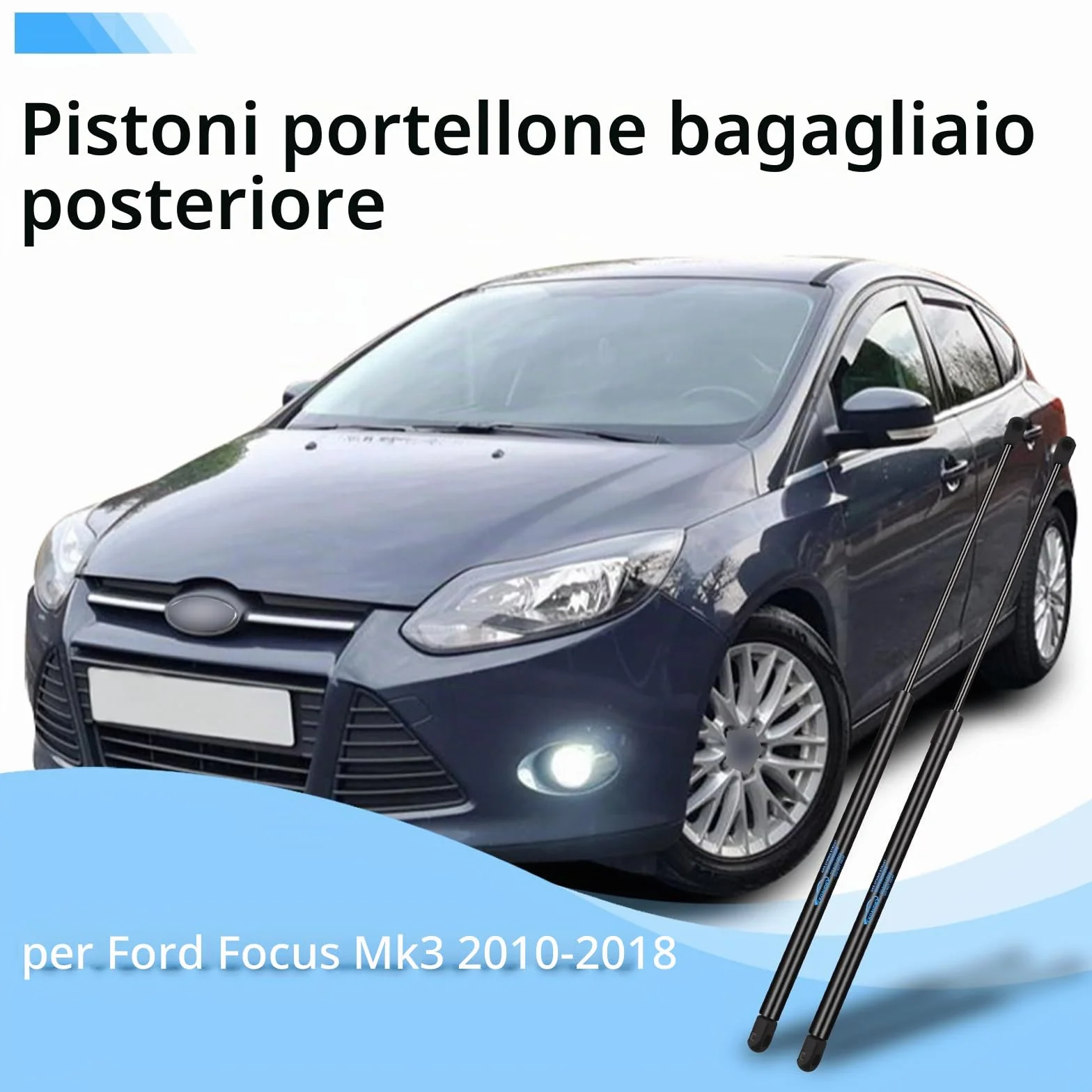 2x Molle a Gas Ammortizzatori Posteriori per Ford Focus MK3 2010-2018 Nero Pistoni Portellone Posteriore 385N 600MM Pistoni per Portellone Posteriore Sostituire #BM51A406A10AE