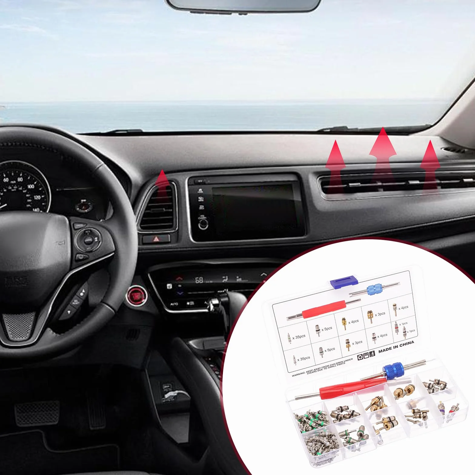 HSEAMALL 102PCS A/C Valvola Core R12 R134a Automotive Aria Condizionata Valvola Pneumatica Refrigerazione Steli Rimozione Kit