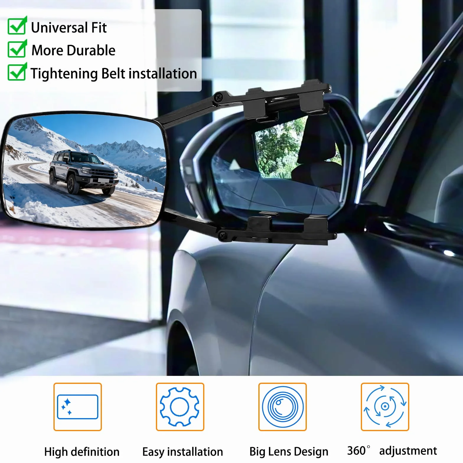 Specchietti per Roulotte 2PCS Specchietto di Traino Universale Regolabile per Auto Caravan Motorhome