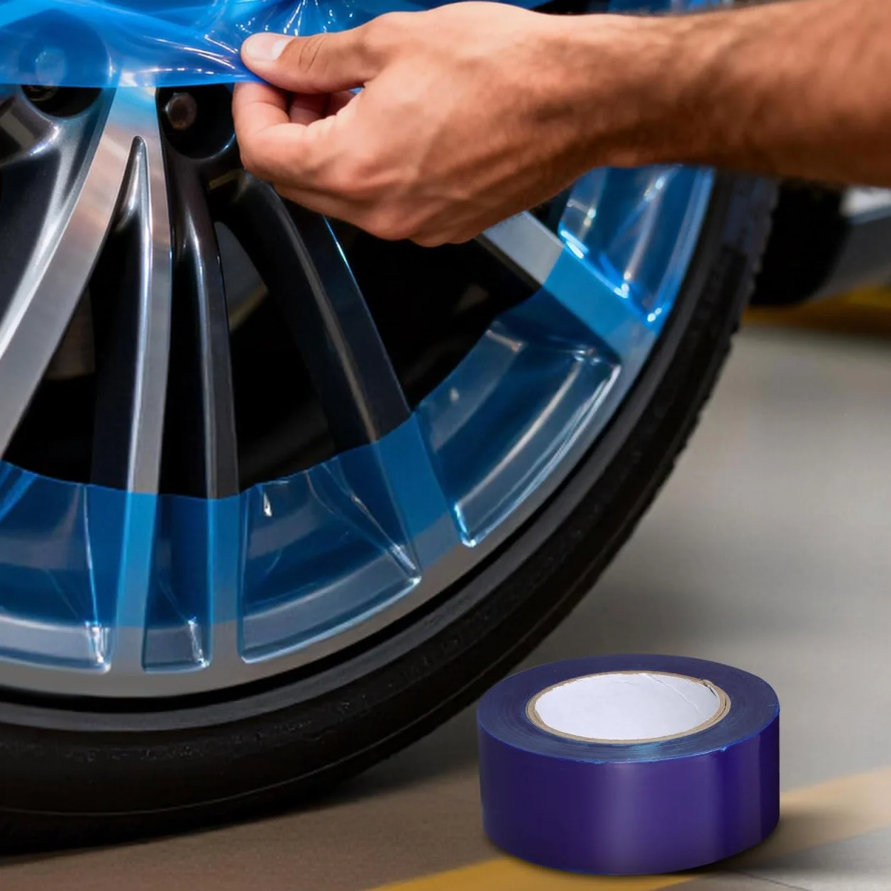 OUNONA Nastro protettivo per cerchioni in polietilene blu autoadesivo per auto e moto
