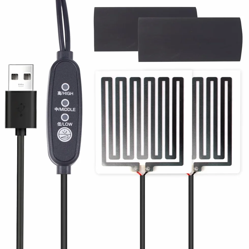 Manopole Riscaldate Moto, HOVCEH 1 Paio 5V USB Universale Manopole Riscaldate, Temperatura a Tre Livelli, Heated grips per Motociclette, Biciclette, Scooter
