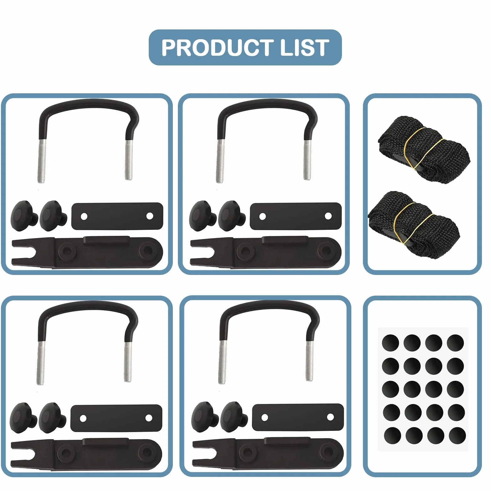 Kit di montaggio universale per box da tetto, 4 pezzi, morsetti a U per auto, furgoni, staffa a U in acciaio inox con 8 dadi di bloccaggio, larghezza interna 85 mm