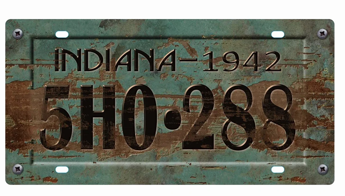 - Confezione da 10 targhe automobilistiche USA Anni '40/'50 - Replica Vere targhe Americane con Effetto Consumato (OLD4)