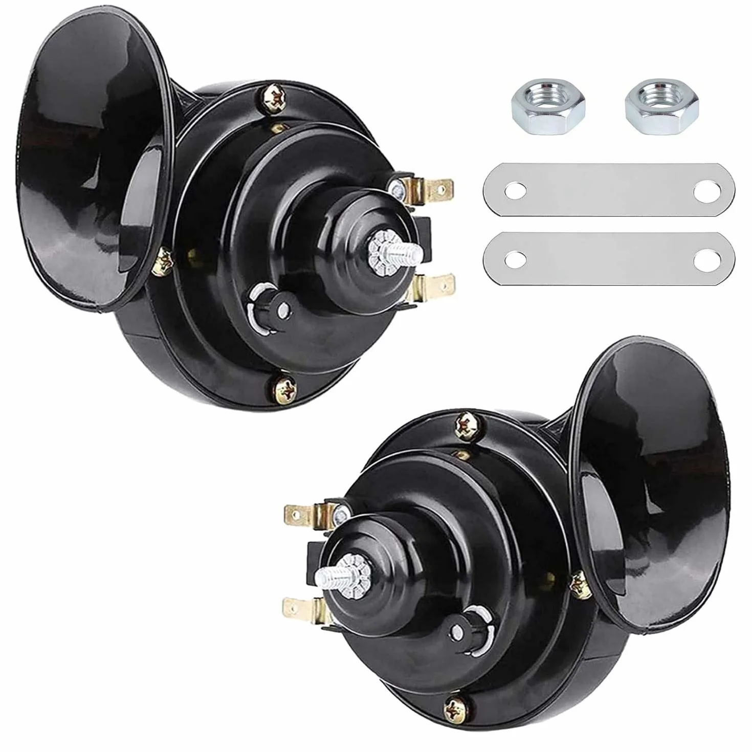 2 trombe a chiocciola da 300 dB, elettriche a chiocciola da 12 V, trombe super potenti, impermeabili, universali per auto, camion, moto, barche, nere