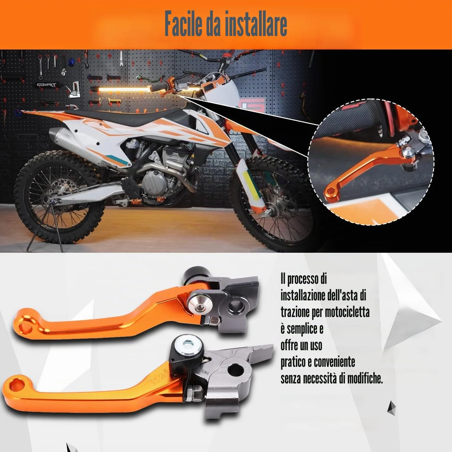 JFG RACING CNC Pieghevole Leva Frizione Freno Moto per SX SXR SXF SXF XCF XCFW XCRW XCW EXCR EXCR EXCR 125 150 200 250 300 350 500-Arancione