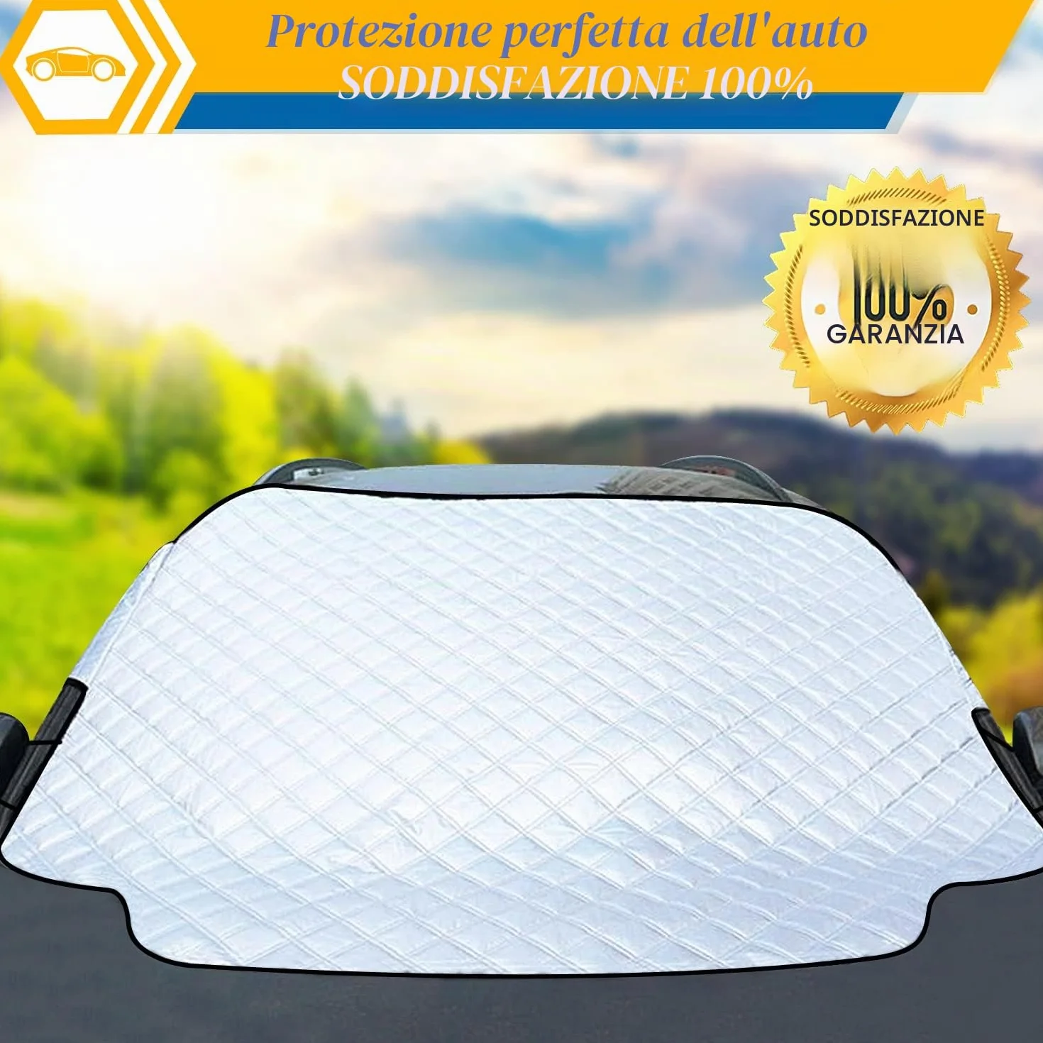 Copertura Parabrezza Auto 193x126cm 3 Magneti Ripiegabile UV per Jeep Renegade SUV Furgoni