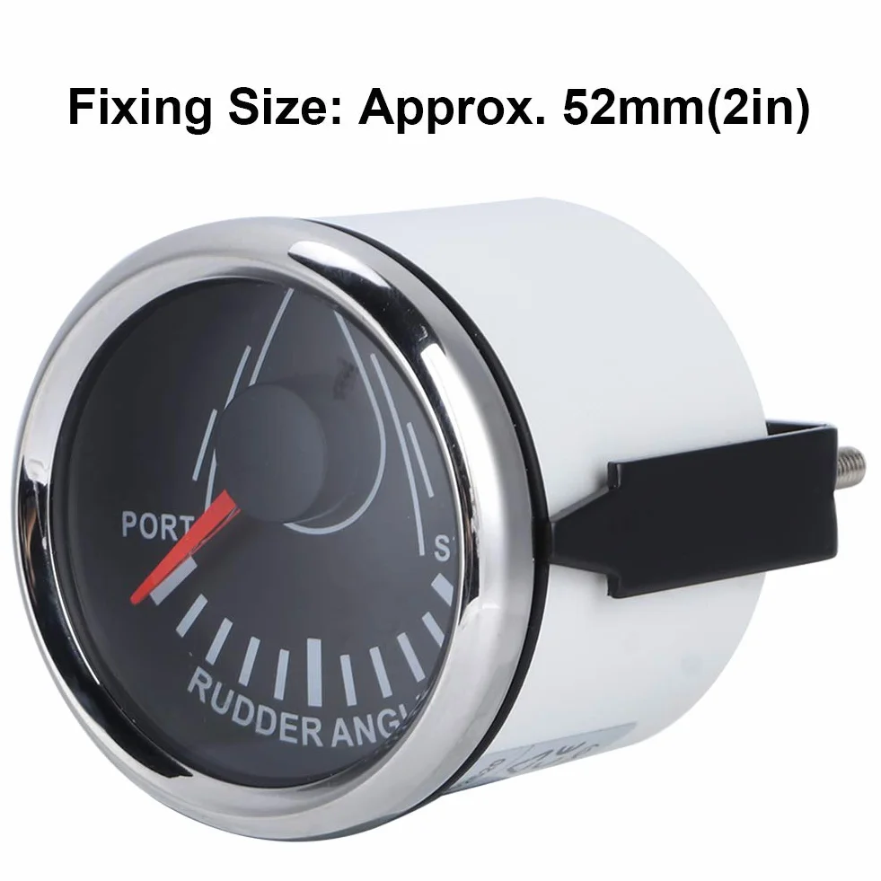 Indicatore Angolo Timone Barca 52mm, Segnale 0-190ohm, Voltaggio 9-32V, Quadrante con Retroilluminazione Rossa - Impermeabile IP67, Alta Precisione, Adatto a Yacht e Imbarcaz (Copertura argentata